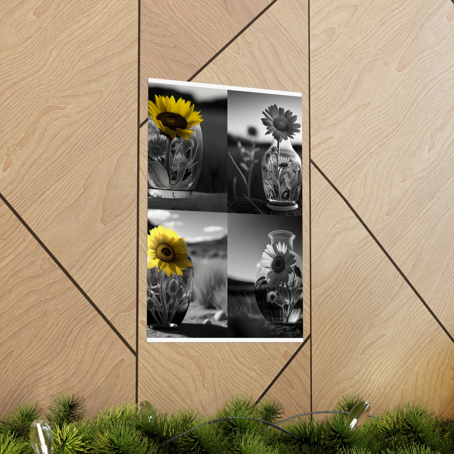 Premium Matte Vertical Posters Yellw Sunflower in a vase 5