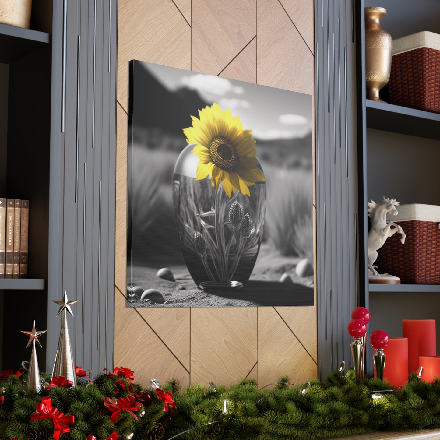 Canvas Gallery Wraps Yellw Sunflower in a vase 3