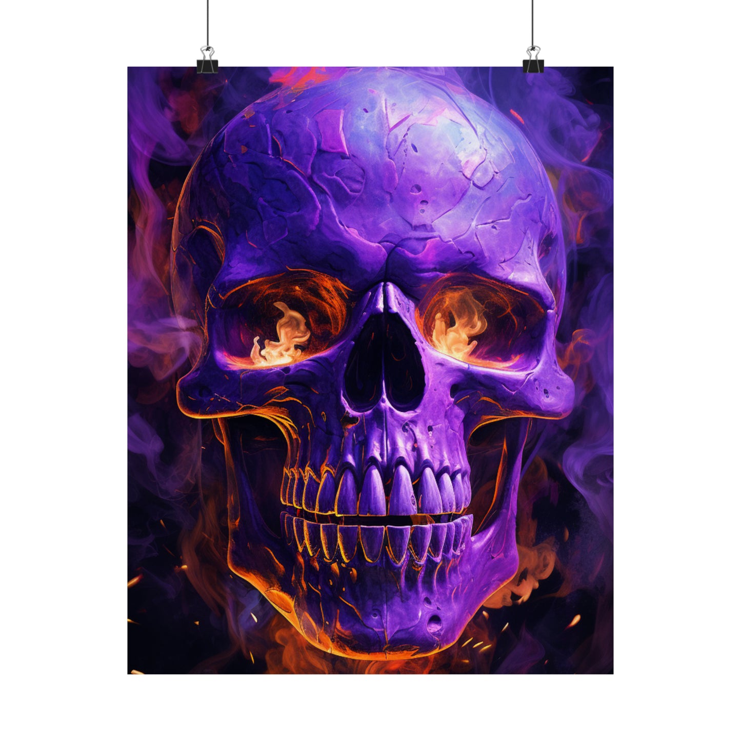 Premium Matte Vertical Posters Skull Flames 1