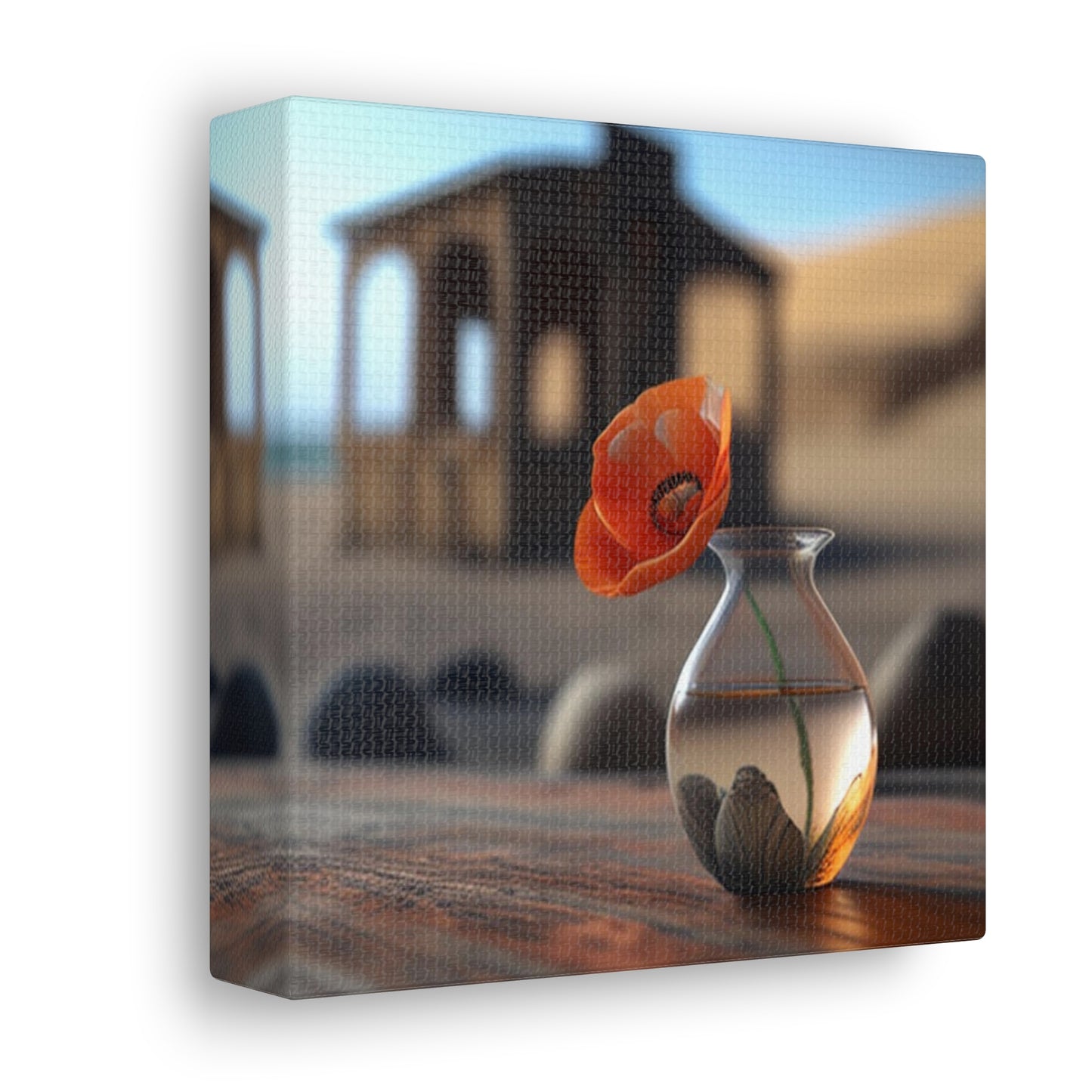 Canvas Gallery Wraps Poppy in a Glass Vase 1