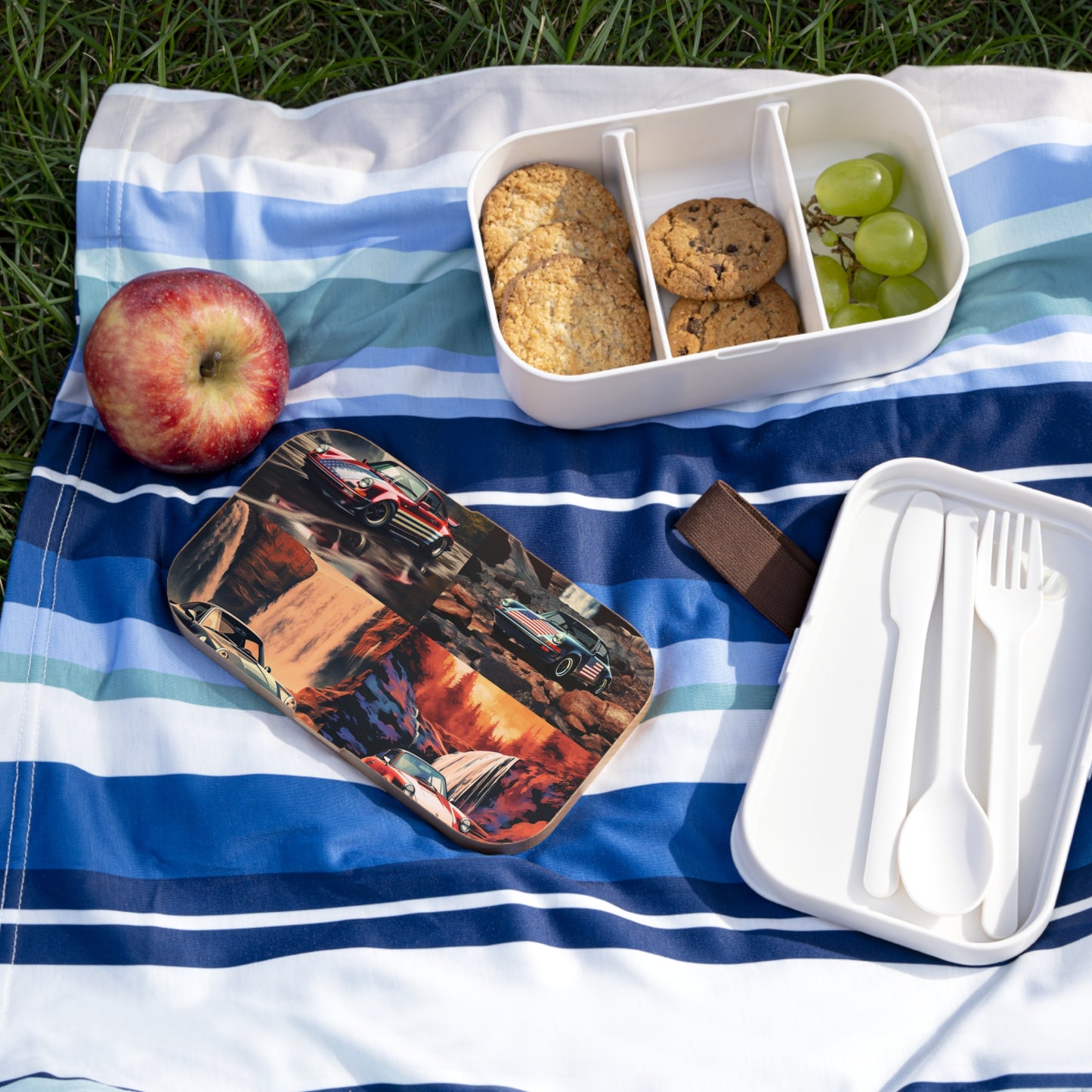 Bento Lunch Box American Flag Porsche Abstract 5