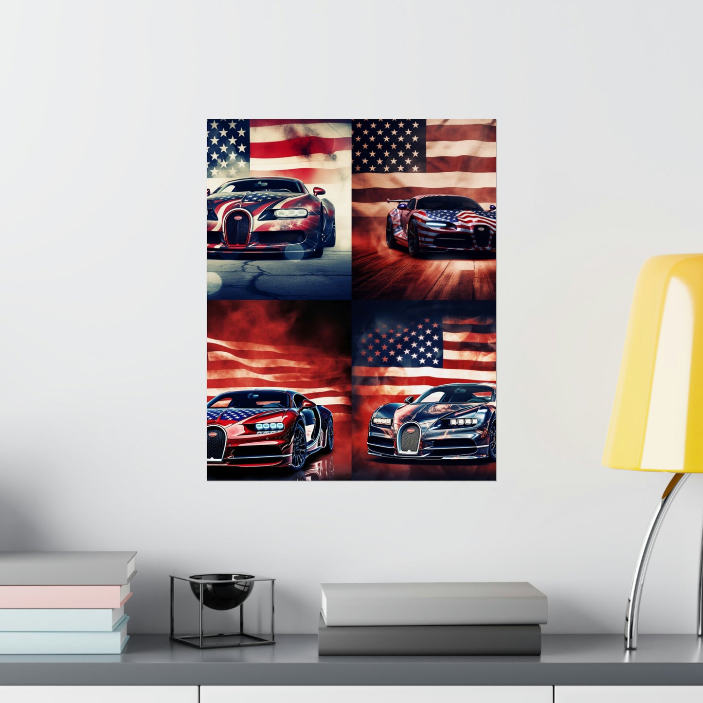 Premium Matte Vertical Posters Abstract American Flag Background Bugatti 5