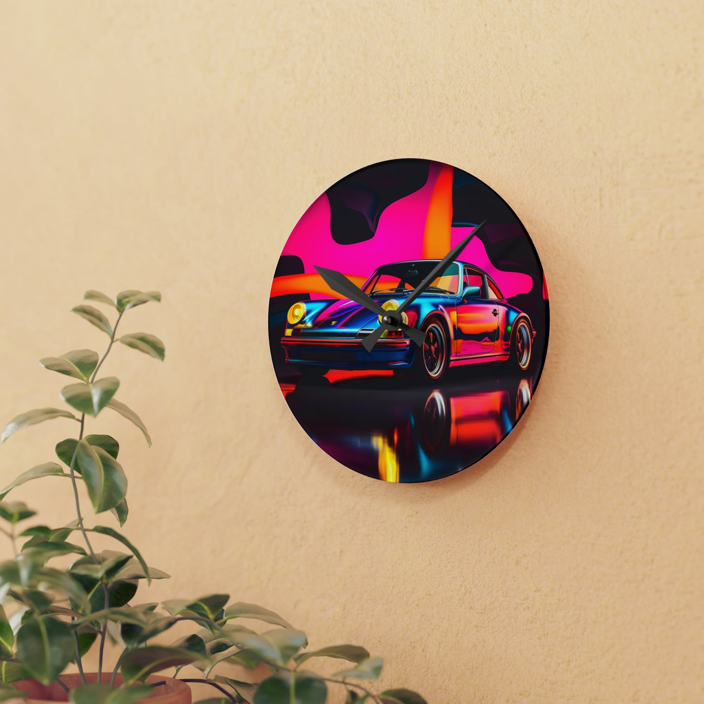 Acrylic Wall Clock Macro Porsche 2