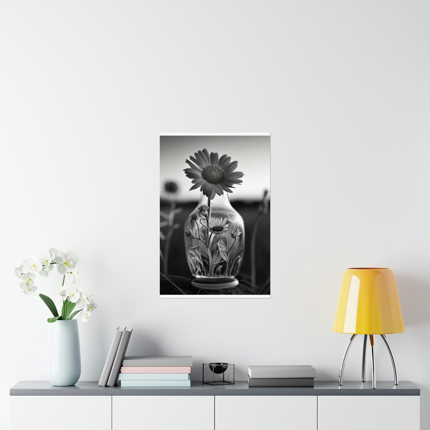 Premium Matte Vertical Posters Yellw Sunflower in a vase 2