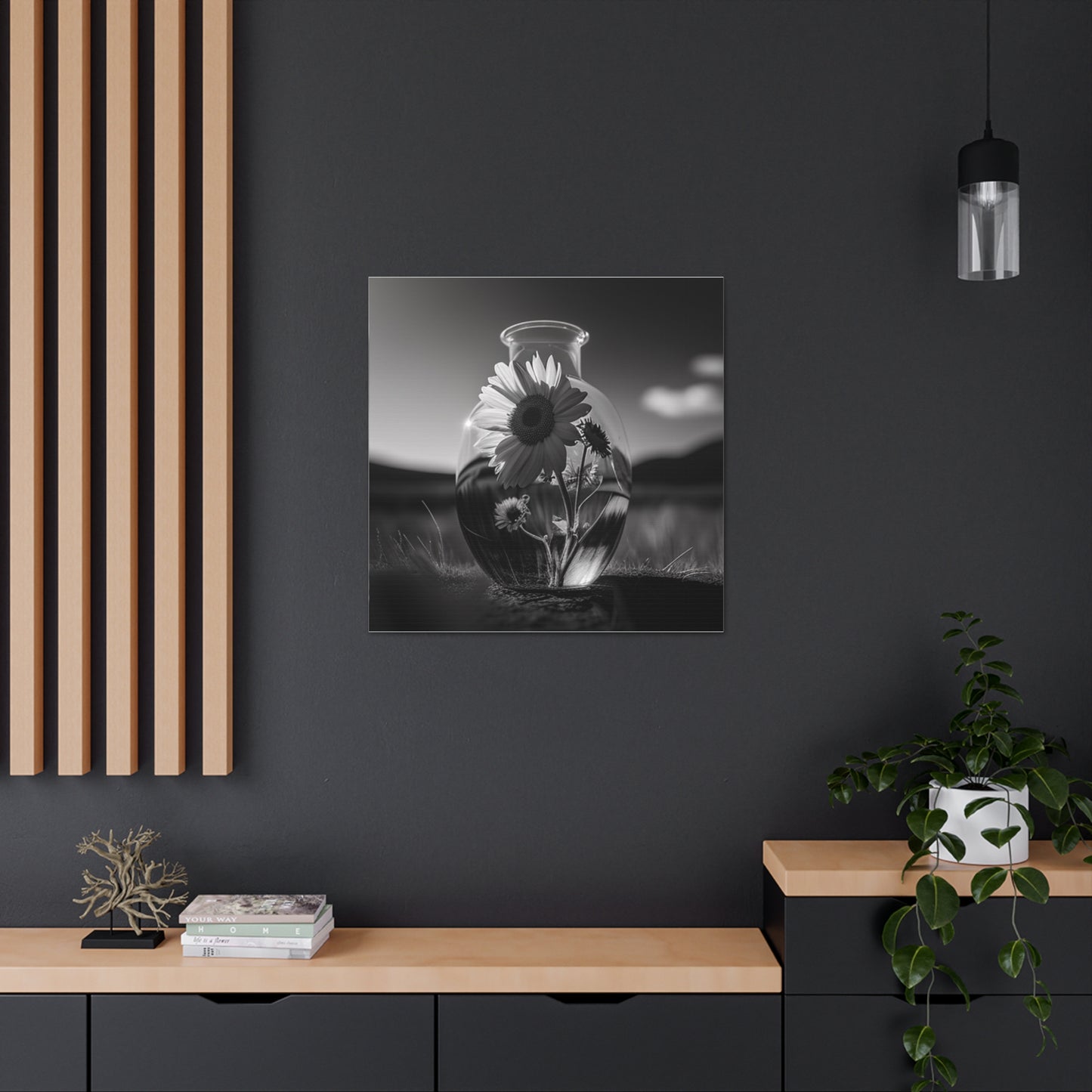 Canvas Gallery Wraps Yellw Sunflower in a vase 4