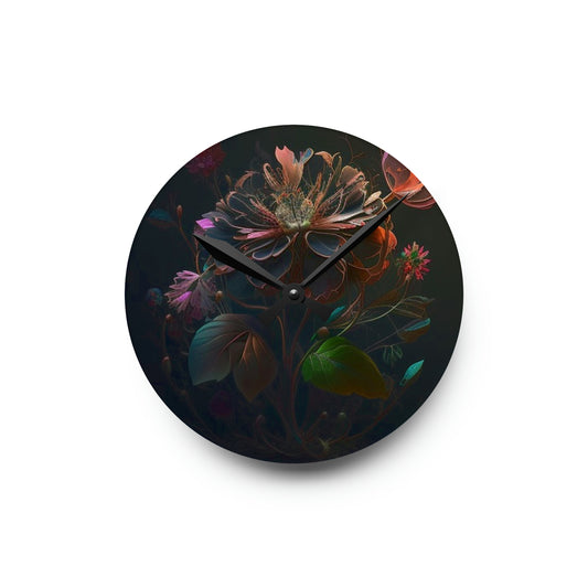 Acrylic Wall Clock Flower Arangment 2