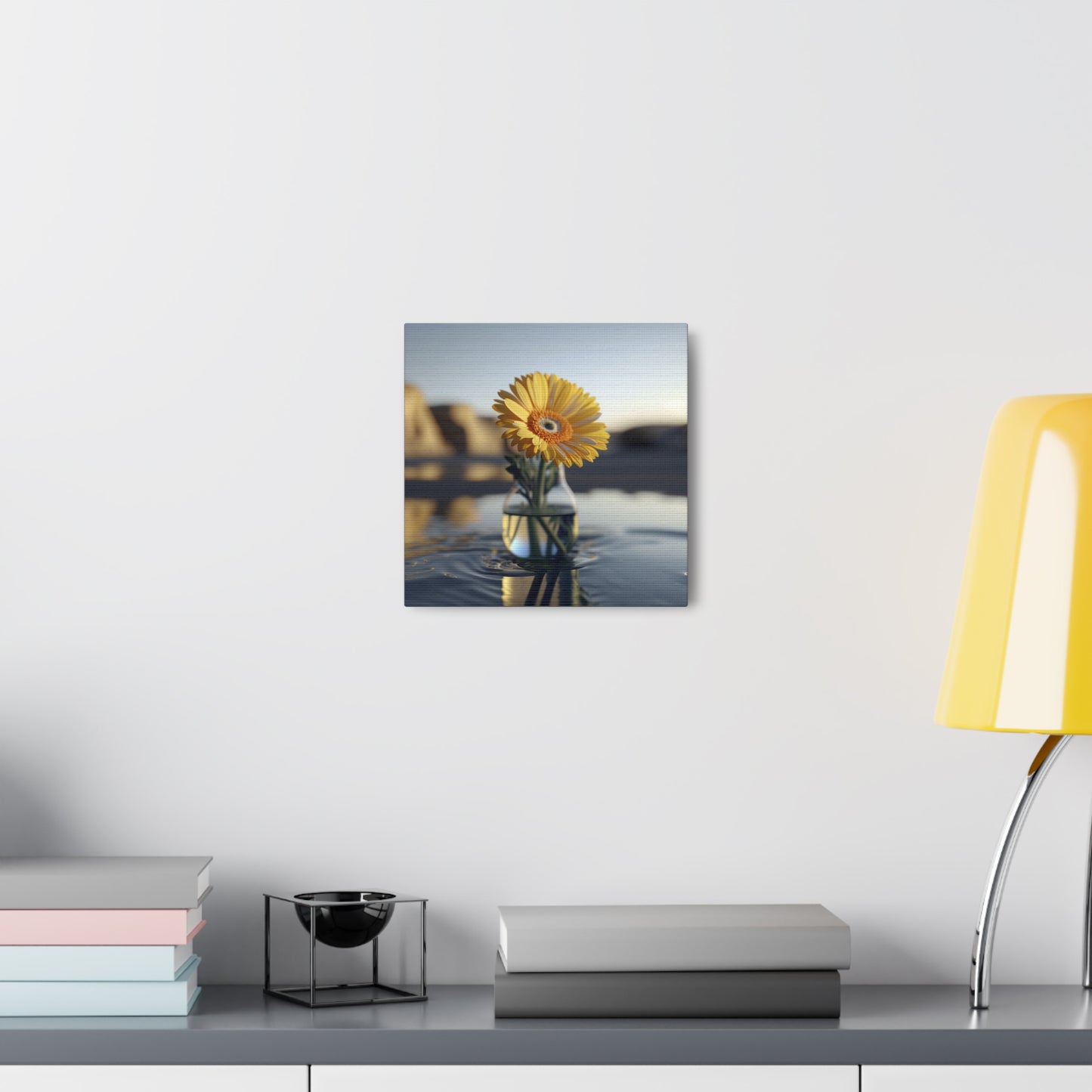Canvas Gallery Wraps yello Gerbera glass 4
