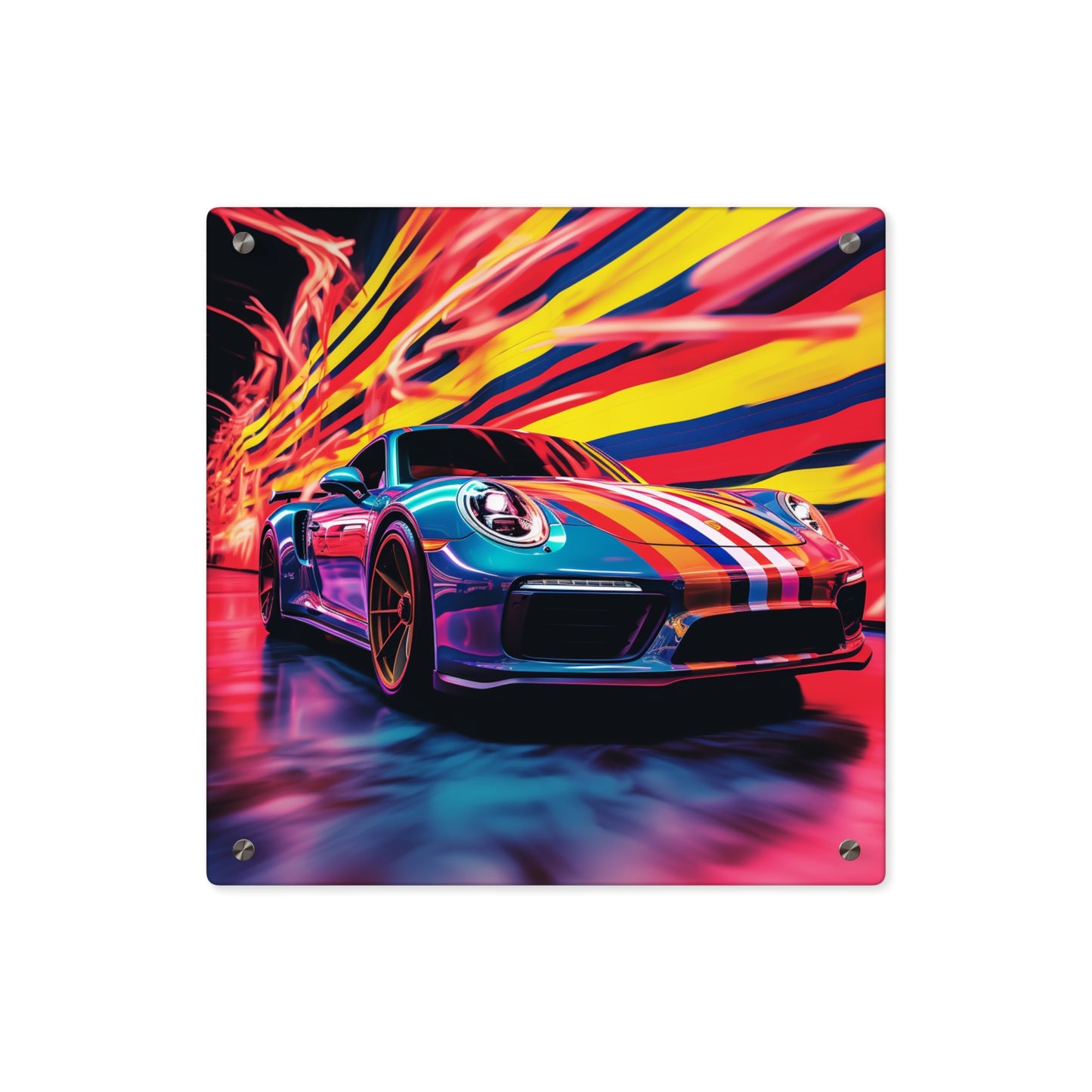 Acrylic Wall Art Panels Macro American Flag Porsche 2