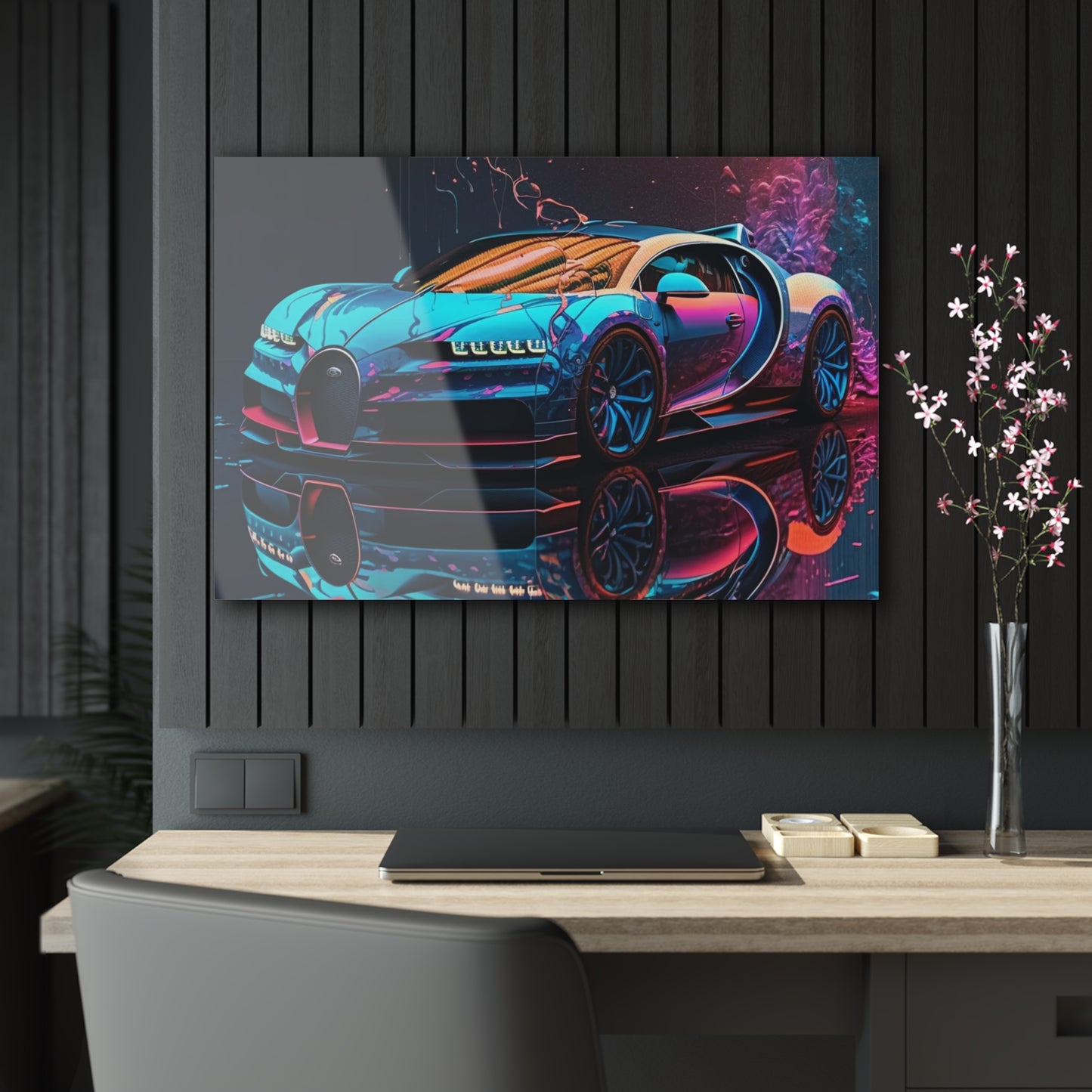 Acrylic Prints Bugatti Neon Chiron 4