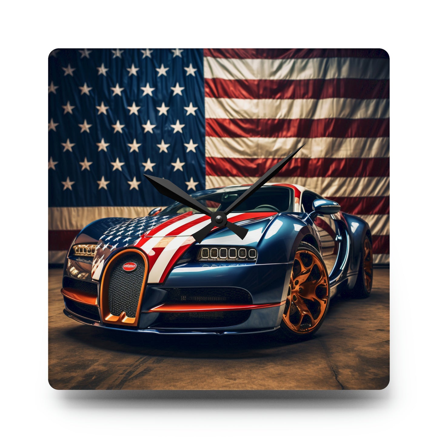 Acrylic Wall Clock Bugatti Flag American 4