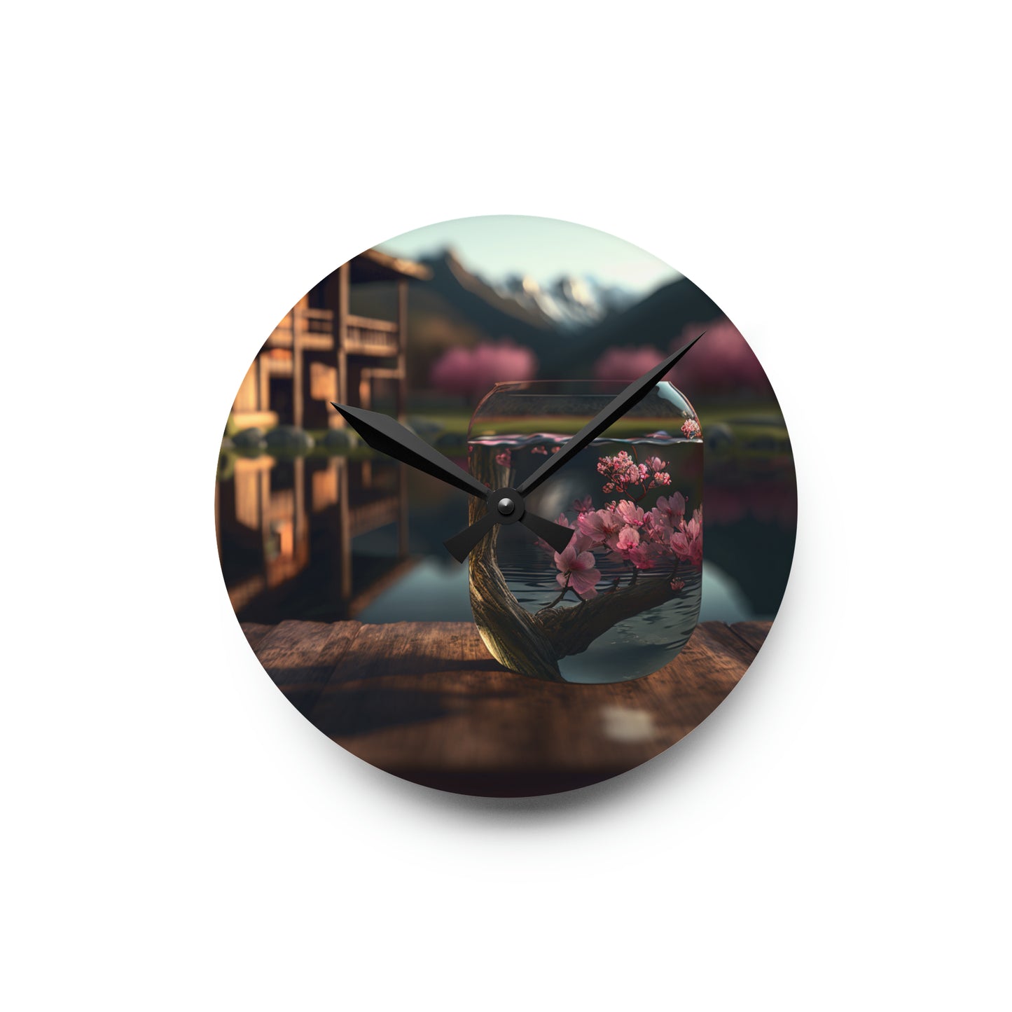 Acrylic Wall Clock Cherry Blossom 3