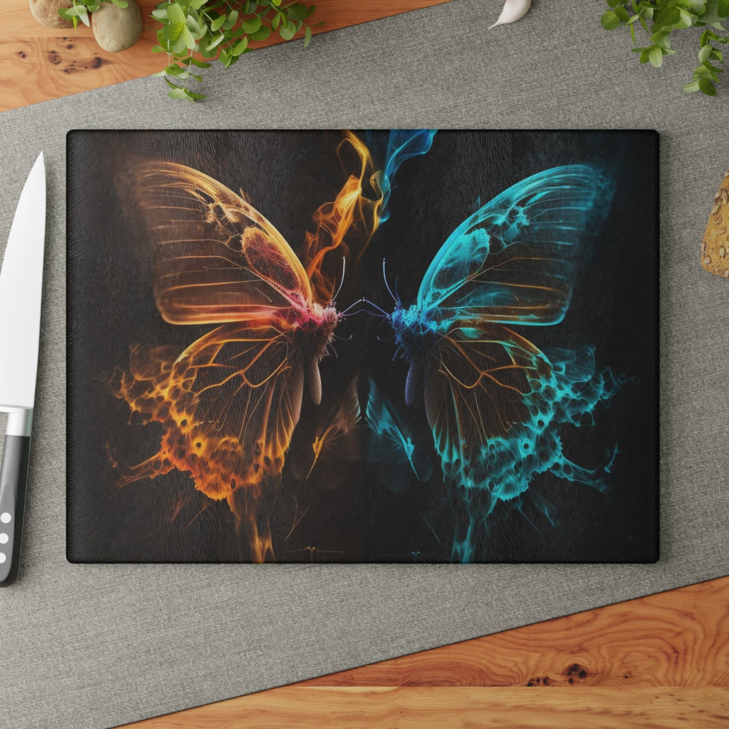 Glass Cutting Board Kiss Neon Butterfly 10