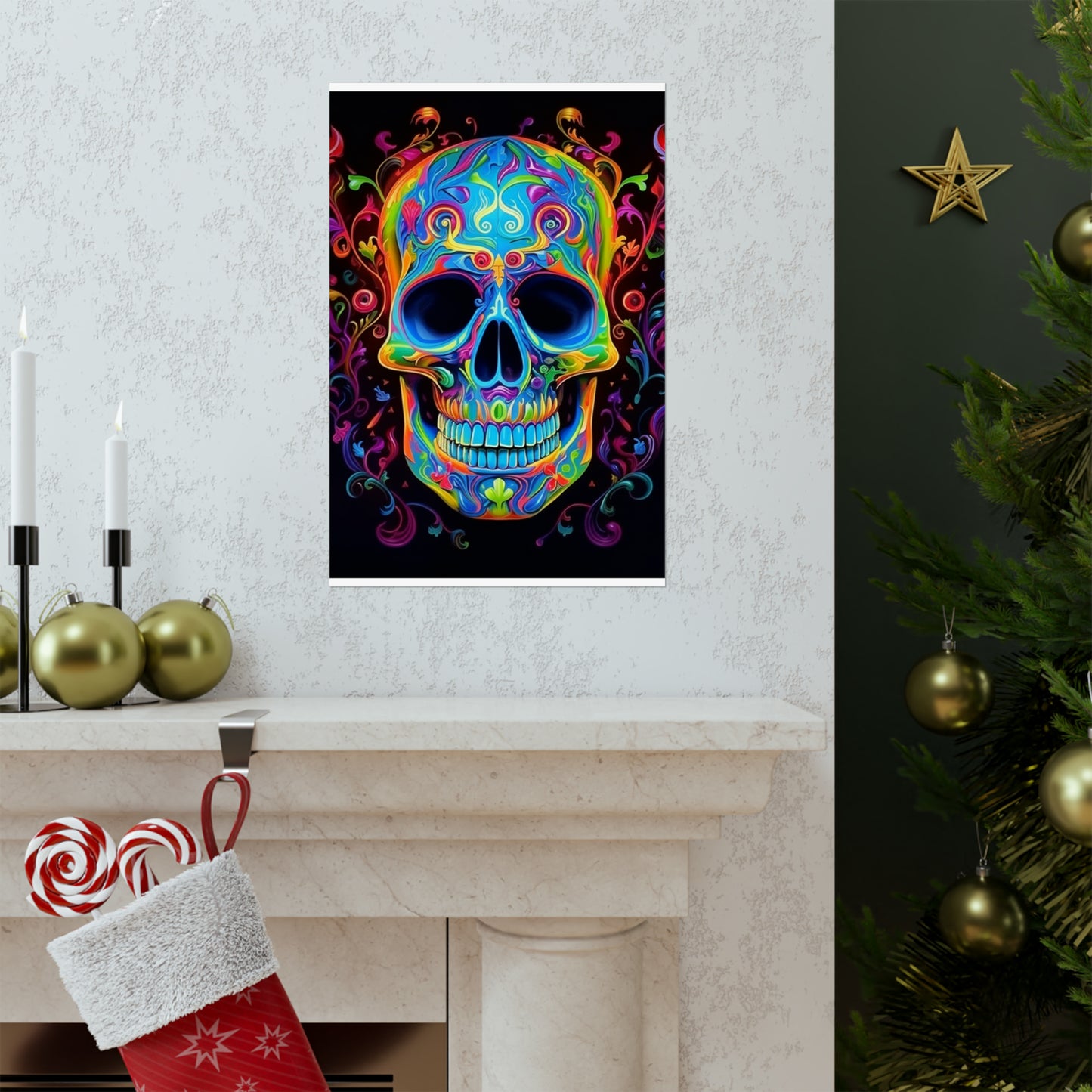 Premium Matte Vertical Posters Macro Skull Color 4