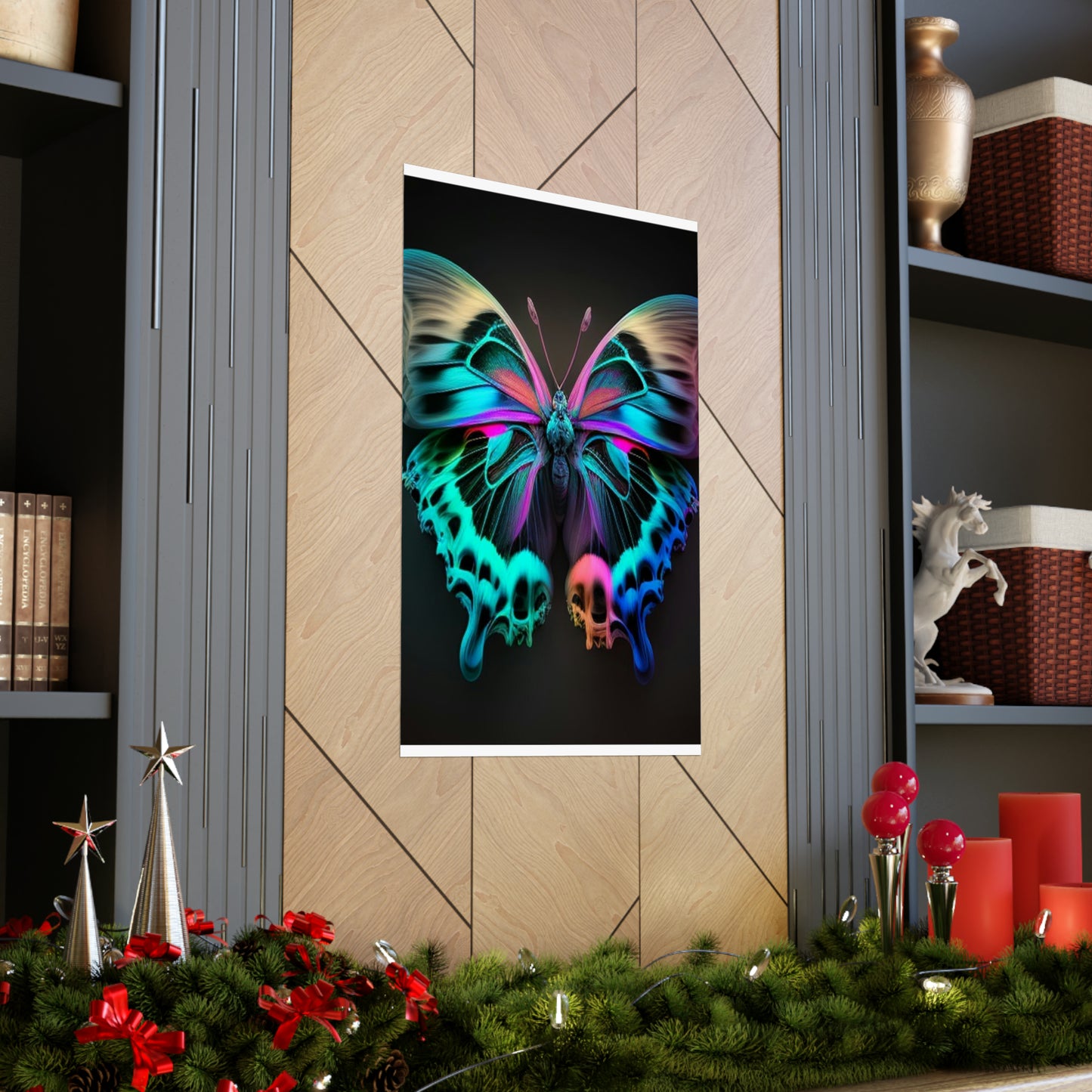 Premium Matte Vertical Posters Neon Butterfly Fusion 2