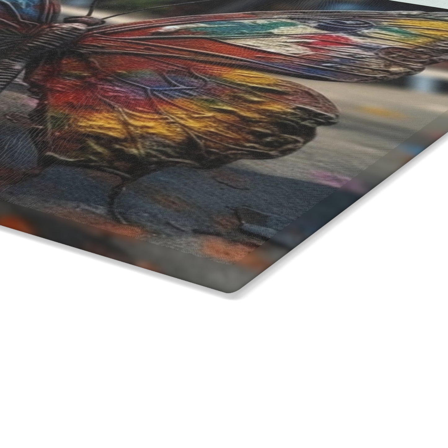 Glass Cutting Board Liquid Street Butterfly 3