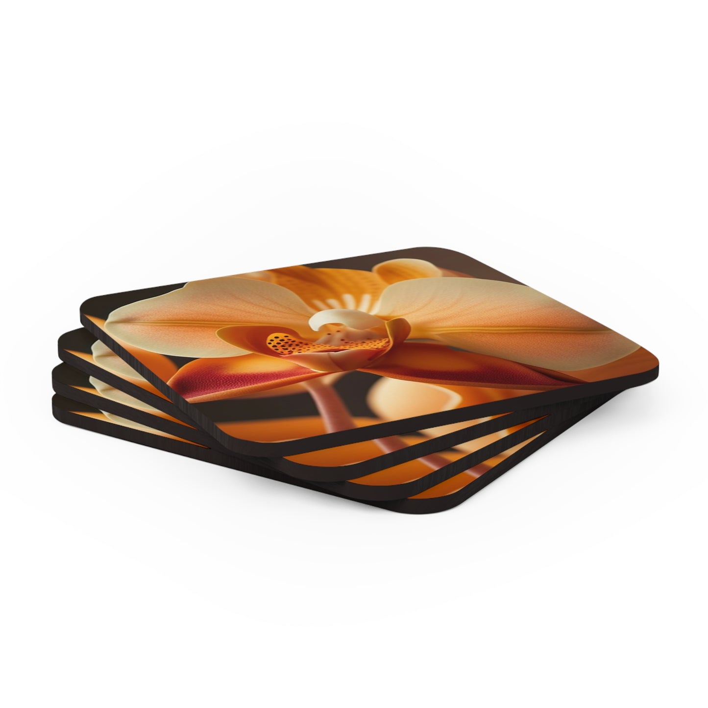 Corkwood Coaster Set Orange Orchid 3