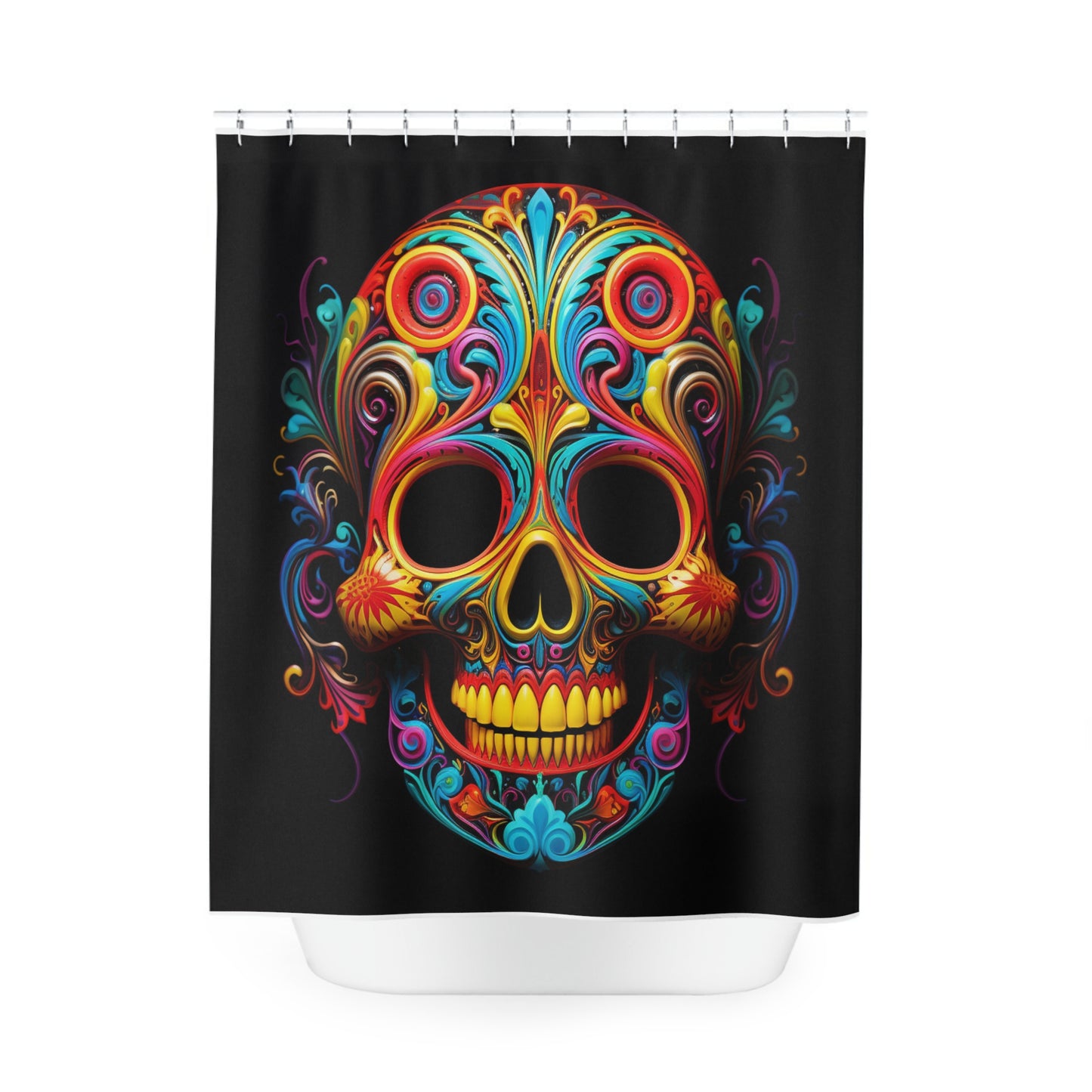 Polyester Shower Curtain Macro Skull Color 1
