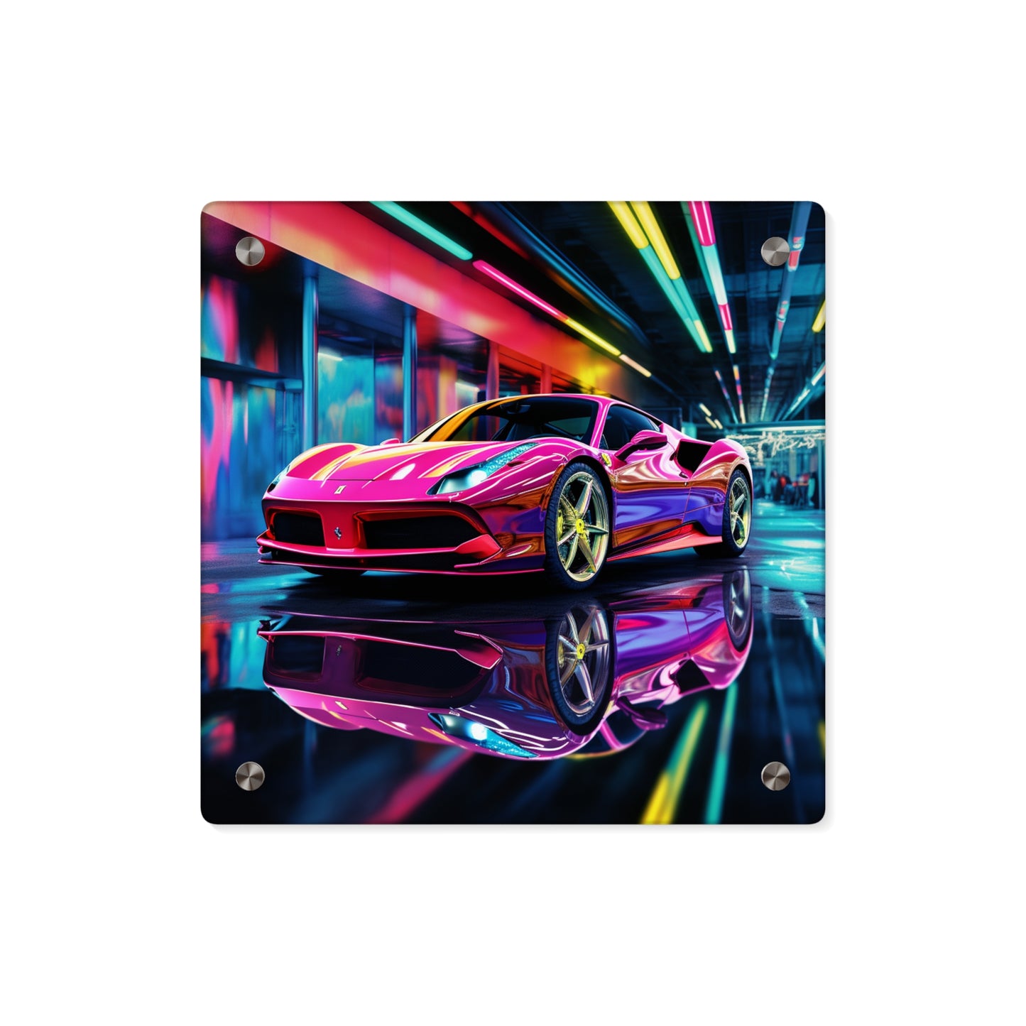 Acrylic Wall Art Panels Pink Macro Ferrari 4