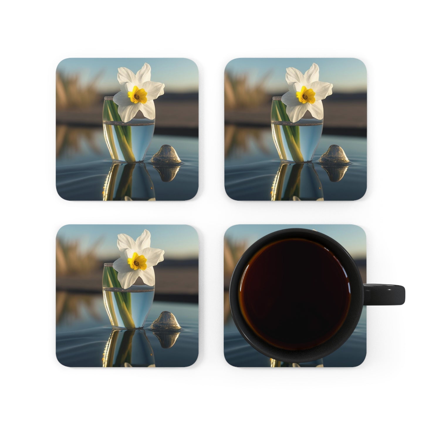 Corkwood Coaster Set Daffodil 4