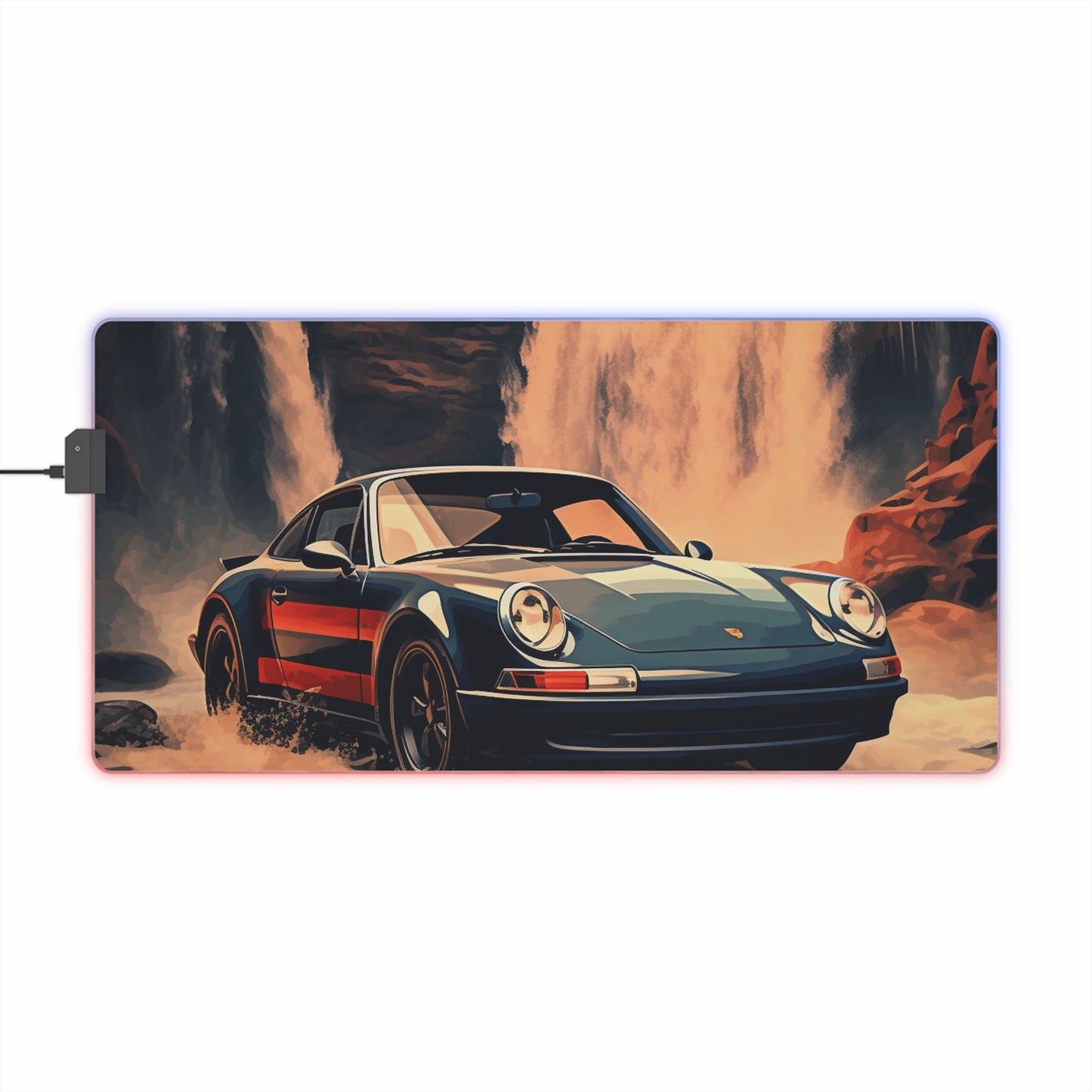 LED Gaming Mouse Pad American Flag Porsche Abstract 3