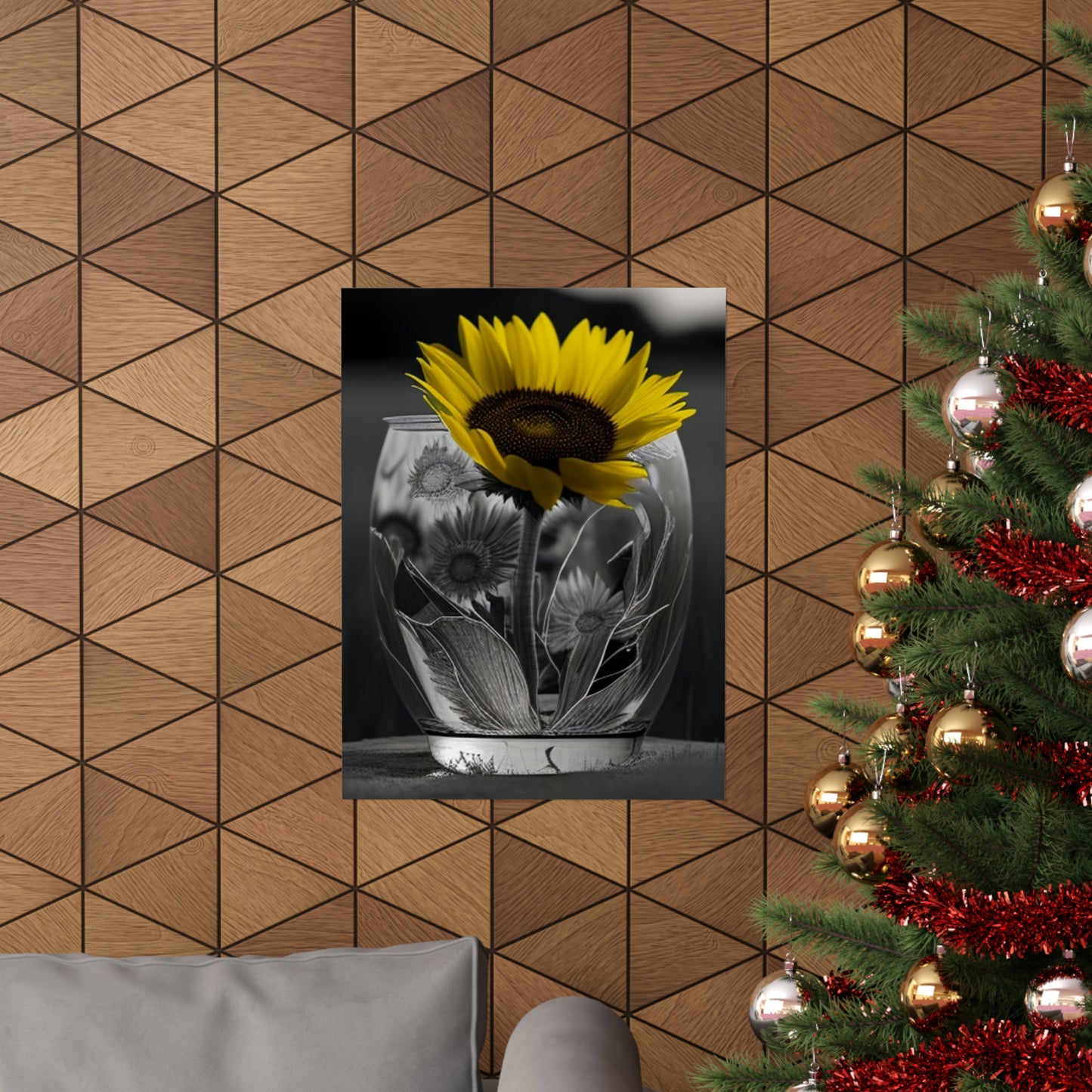 Premium Matte Vertical Posters Yellw Sunflower in a vase 1