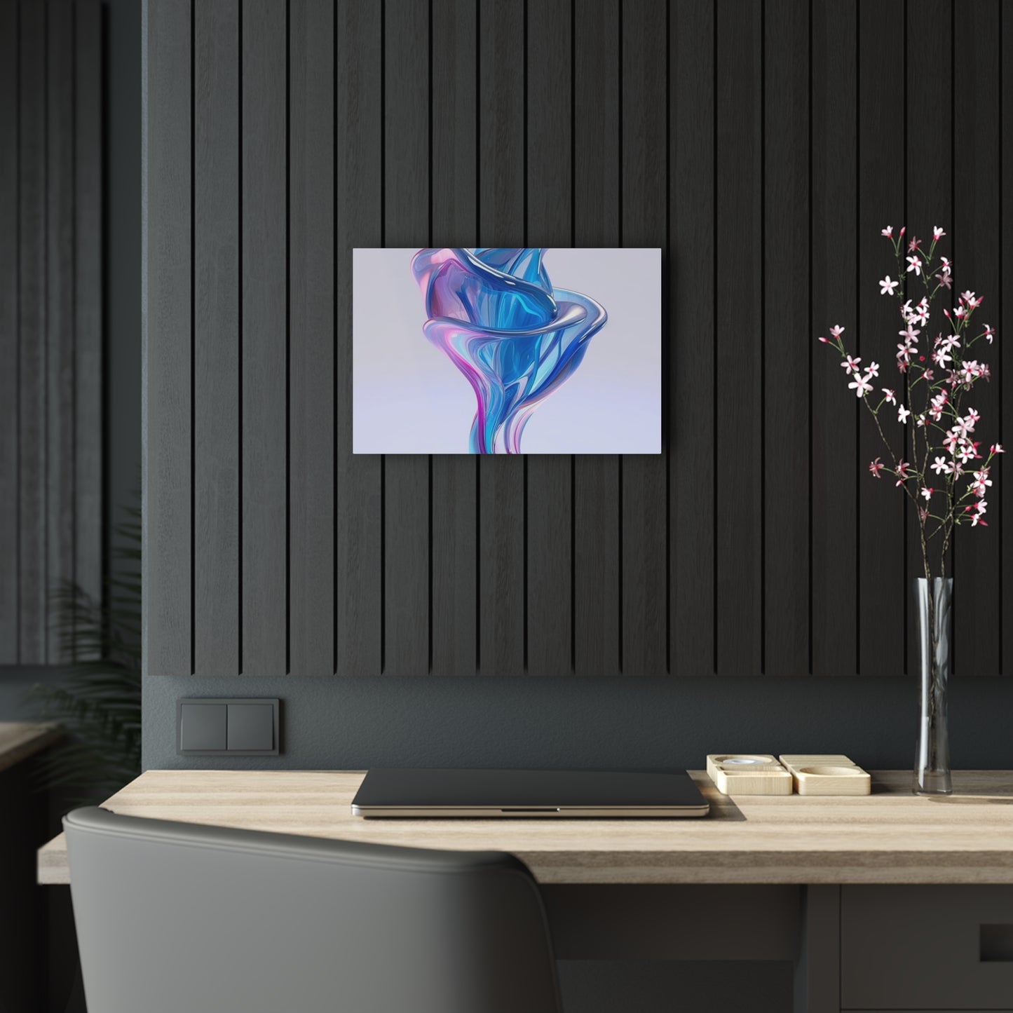 Acrylic Prints Pink & Blue Tulip Rose 2