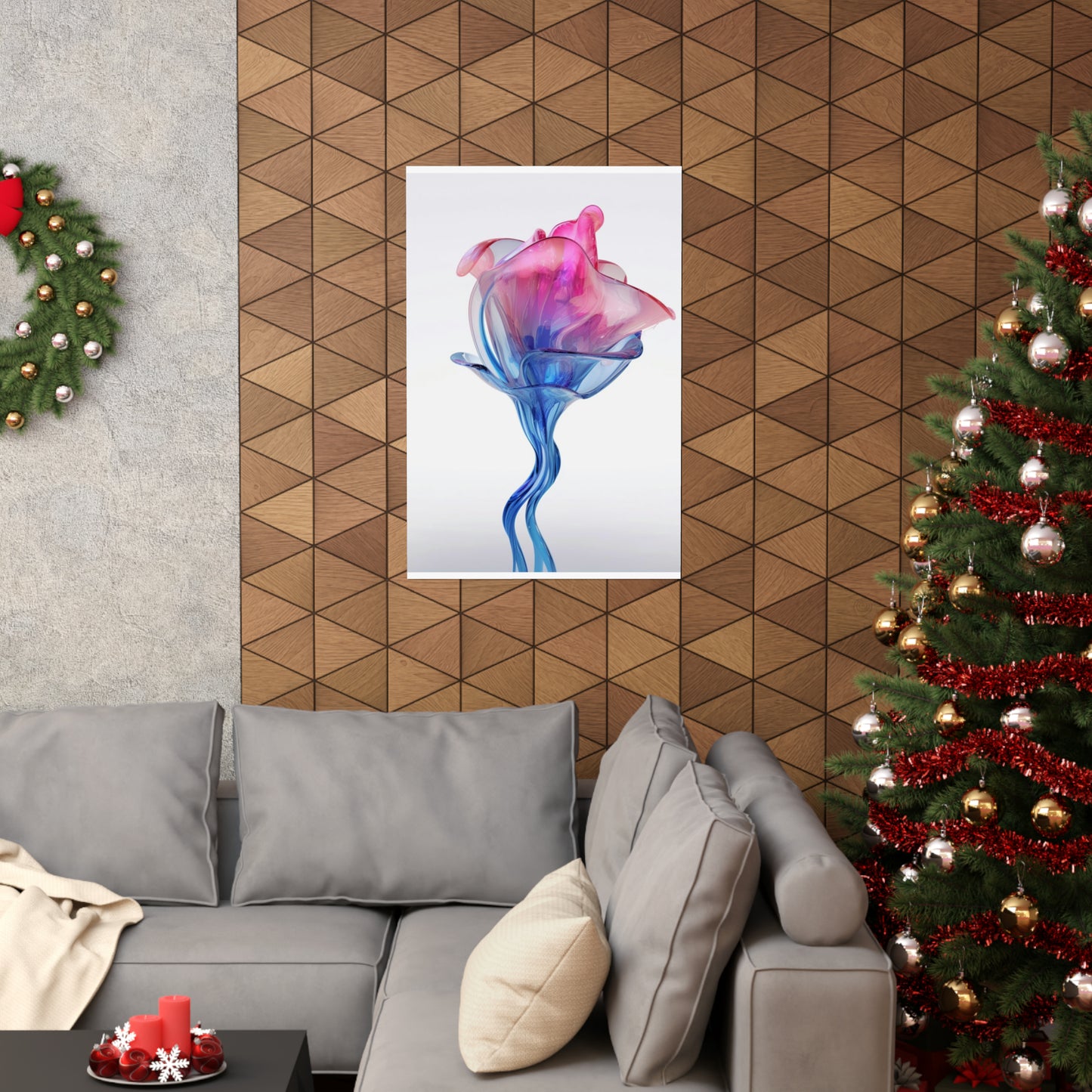 Premium Matte Vertical Posters Pink & Blue Tulip Rose 4