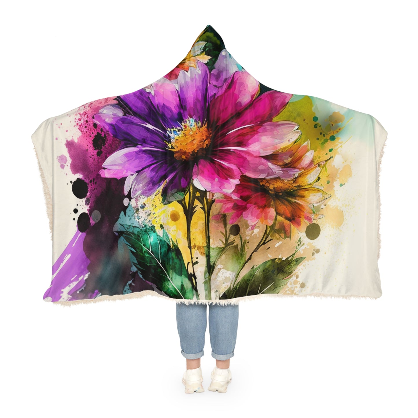 Snuggle Hooded Blanket Bright Spring Flowers 1