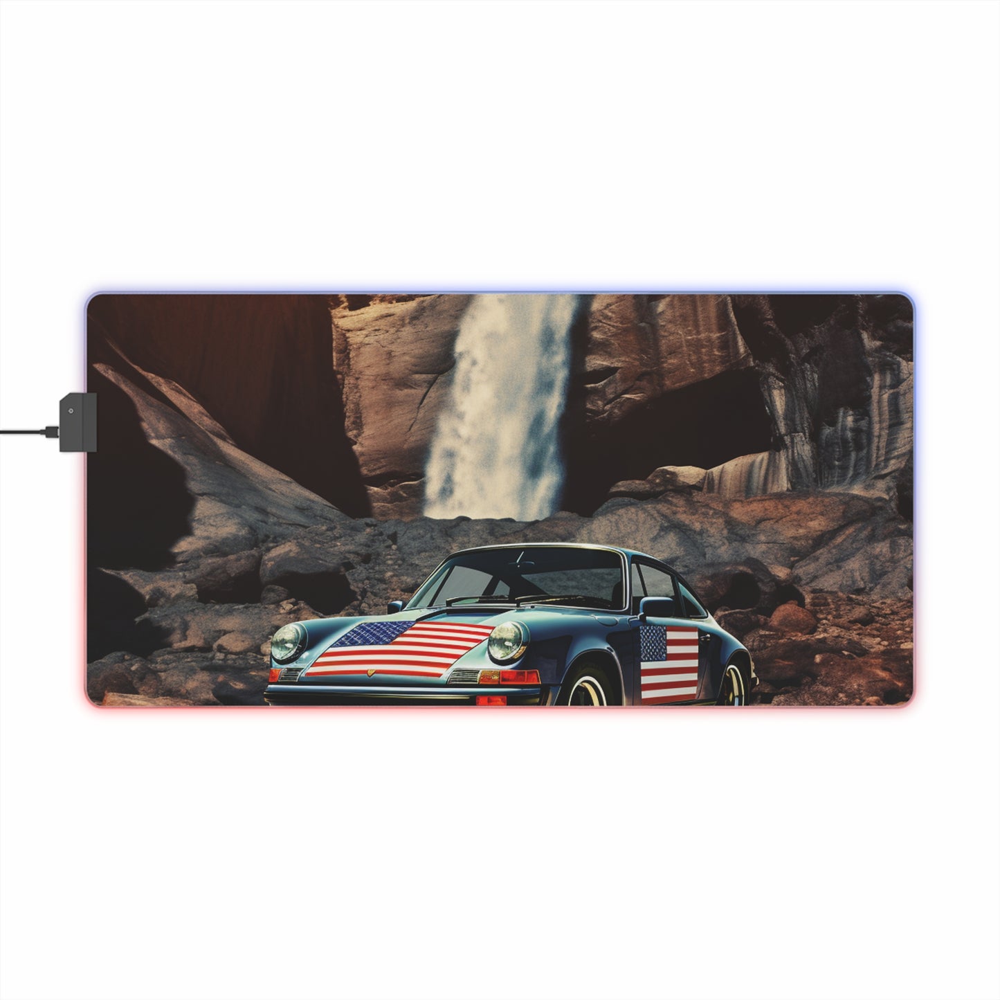 LED Gaming Mouse Pad American Flag Porsche Abstract 2