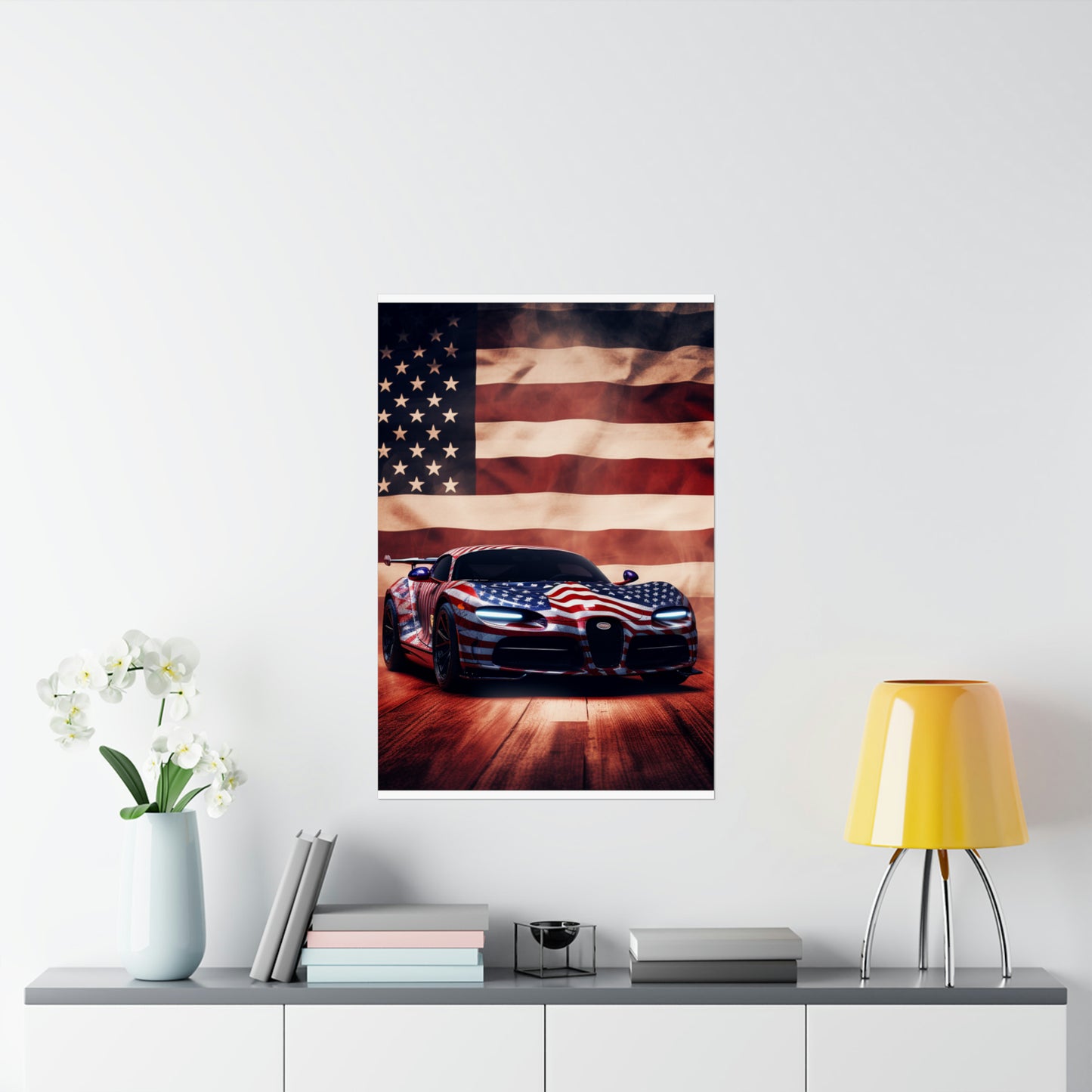 Premium Matte Vertical Posters Abstract American Flag Background Bugatti 2