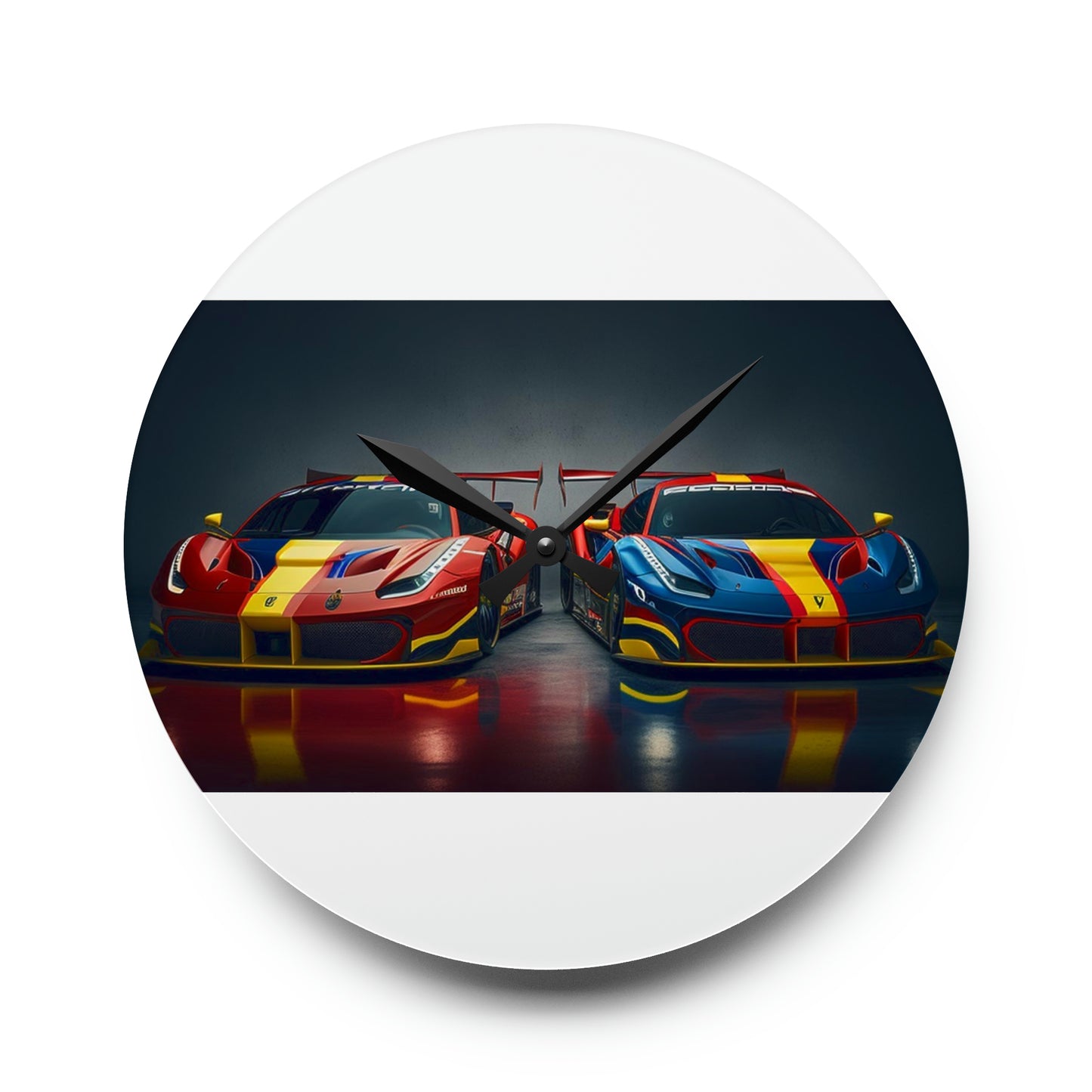 Acrylic Wall Clock Ferrari Red Blue 4