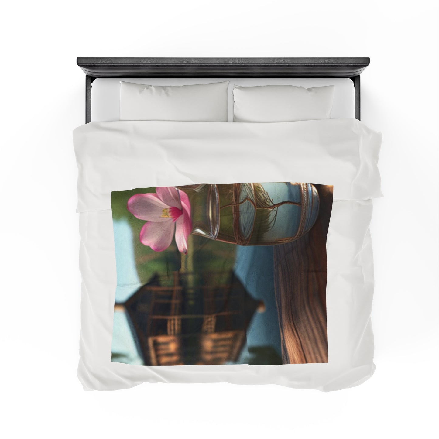 Velveteen Plush Blanket Magnolia in a Glass vase 1