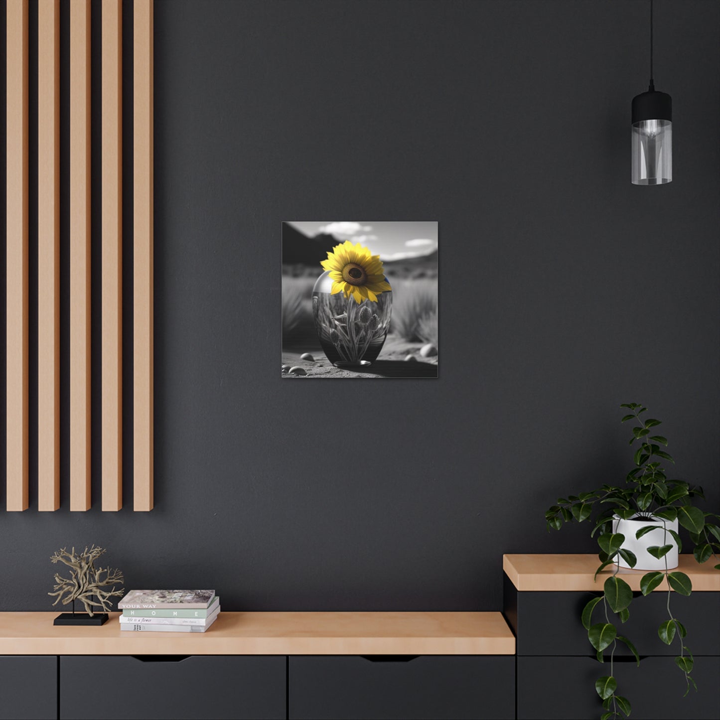 Canvas Gallery Wraps Yellw Sunflower in a vase 3