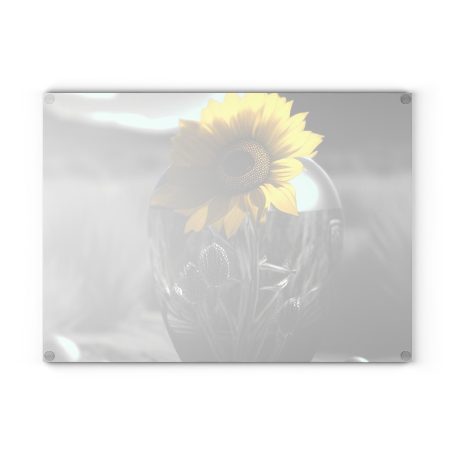 Glass Cutting Board Yellw Sunflower in a vase 3