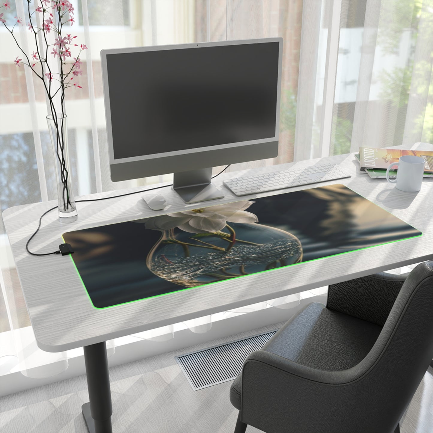 LED Gaming Mouse Pad Jasmine glass vase 4