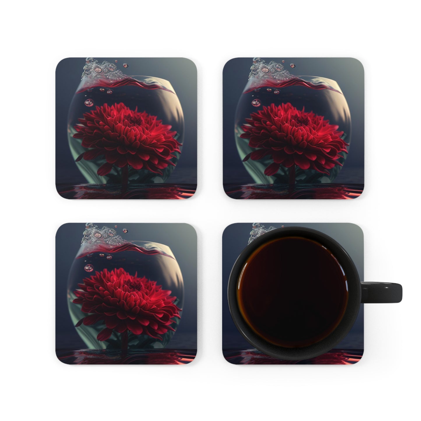 Corkwood Coaster Set Chrysanthemum 1