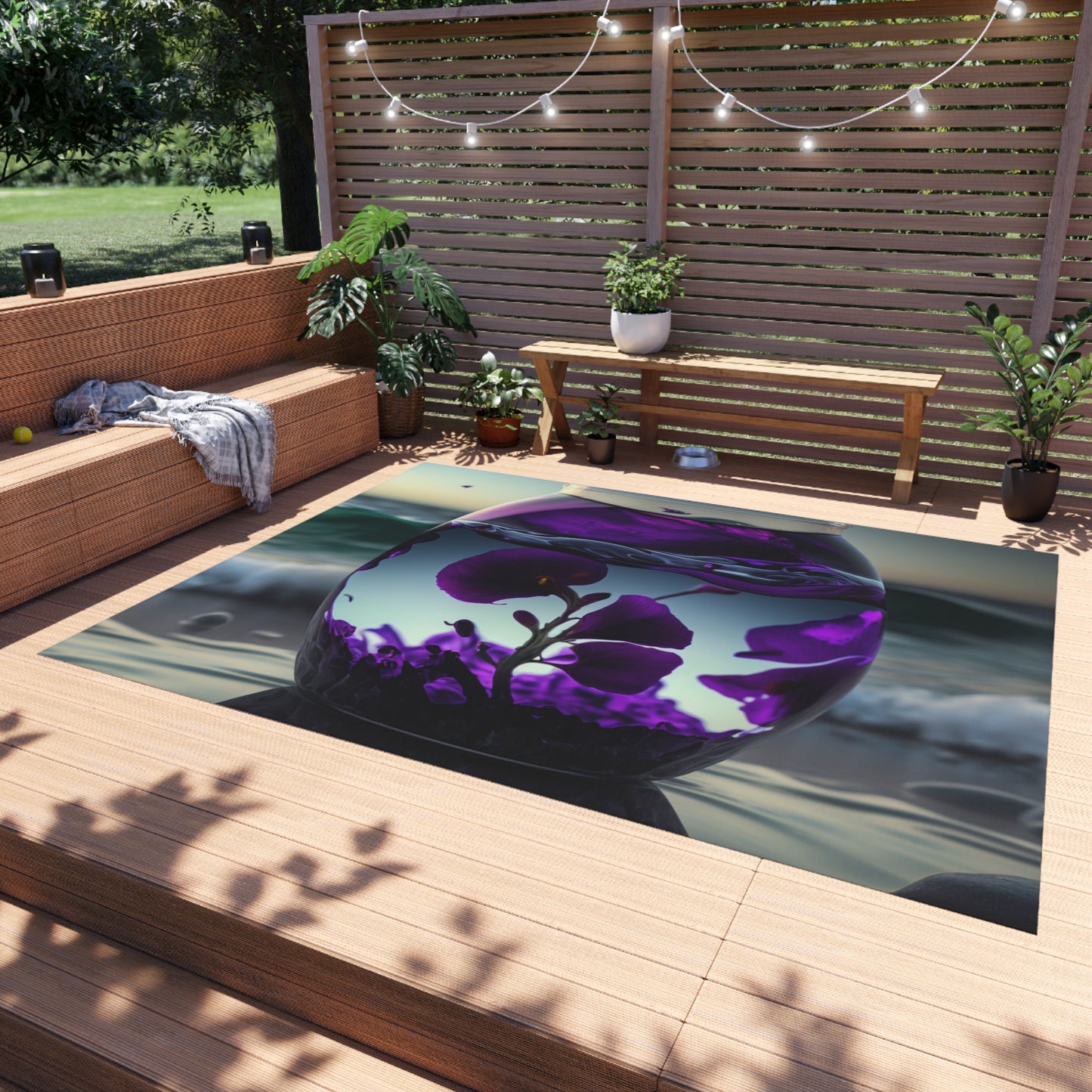 Outdoor Rug  Purple Sweet pea in a vase 4