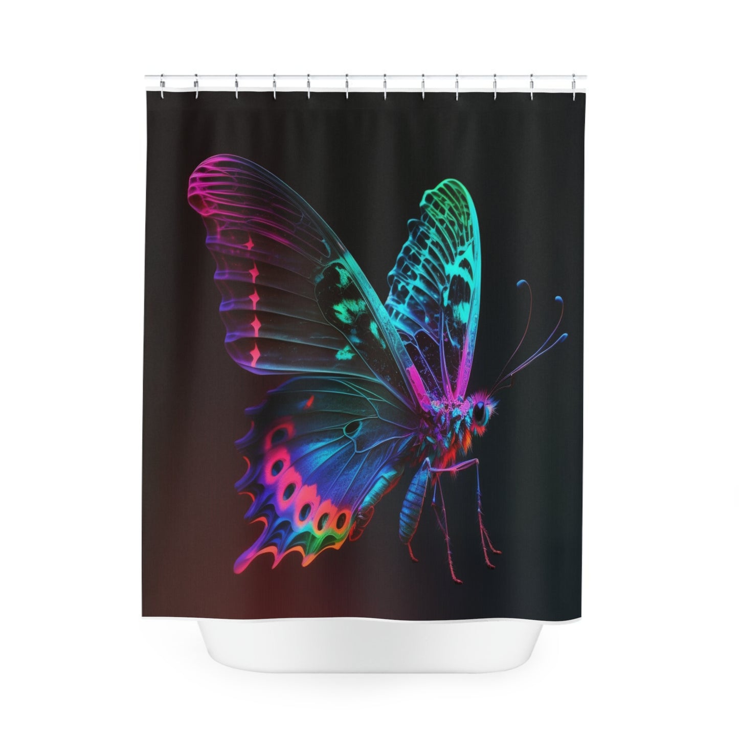 Polyester Shower Curtain Raw Hyper Color Butterfly 1