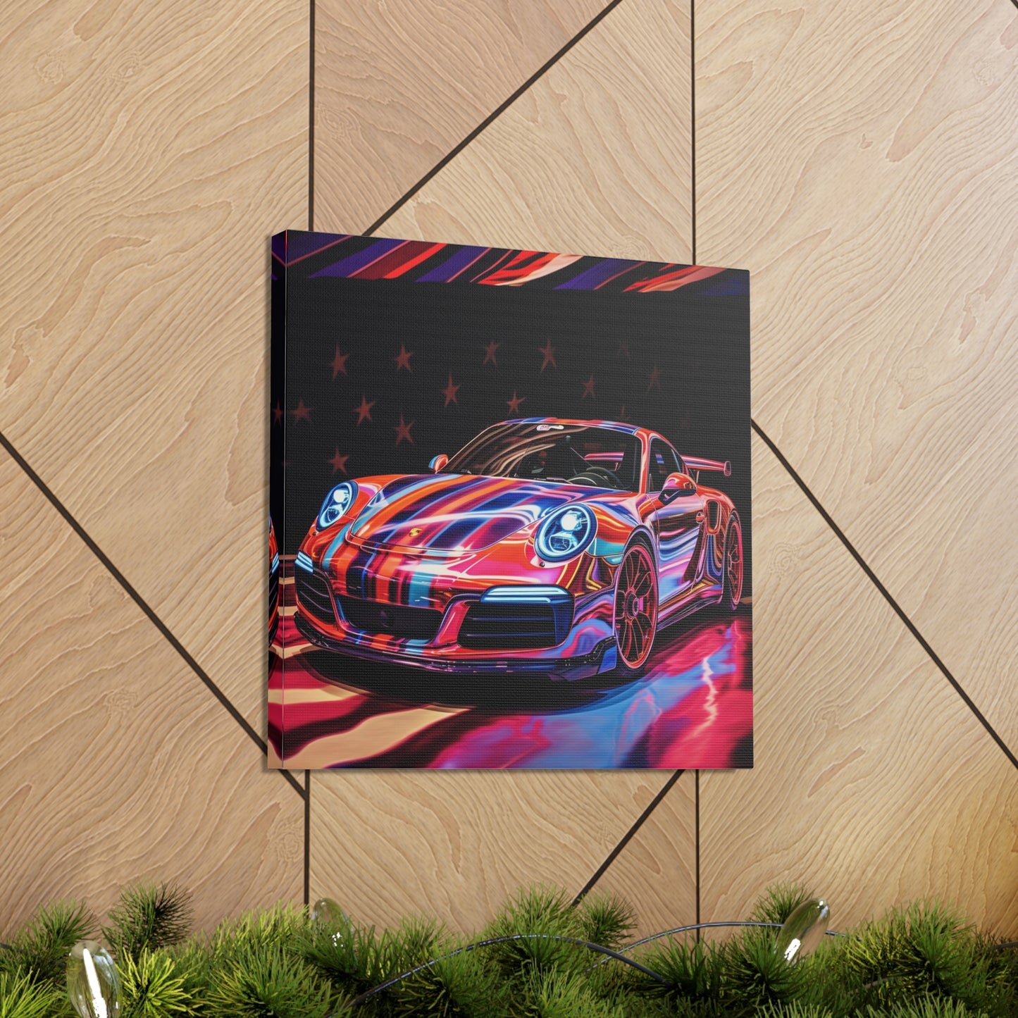 Canvas Gallery Wraps American Flag Colored Porsche 4