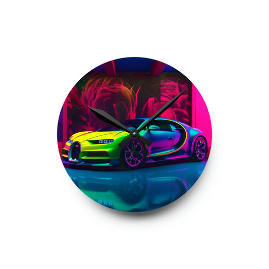 Acrylic Wall Clock Florescent Bugatti Flair 1