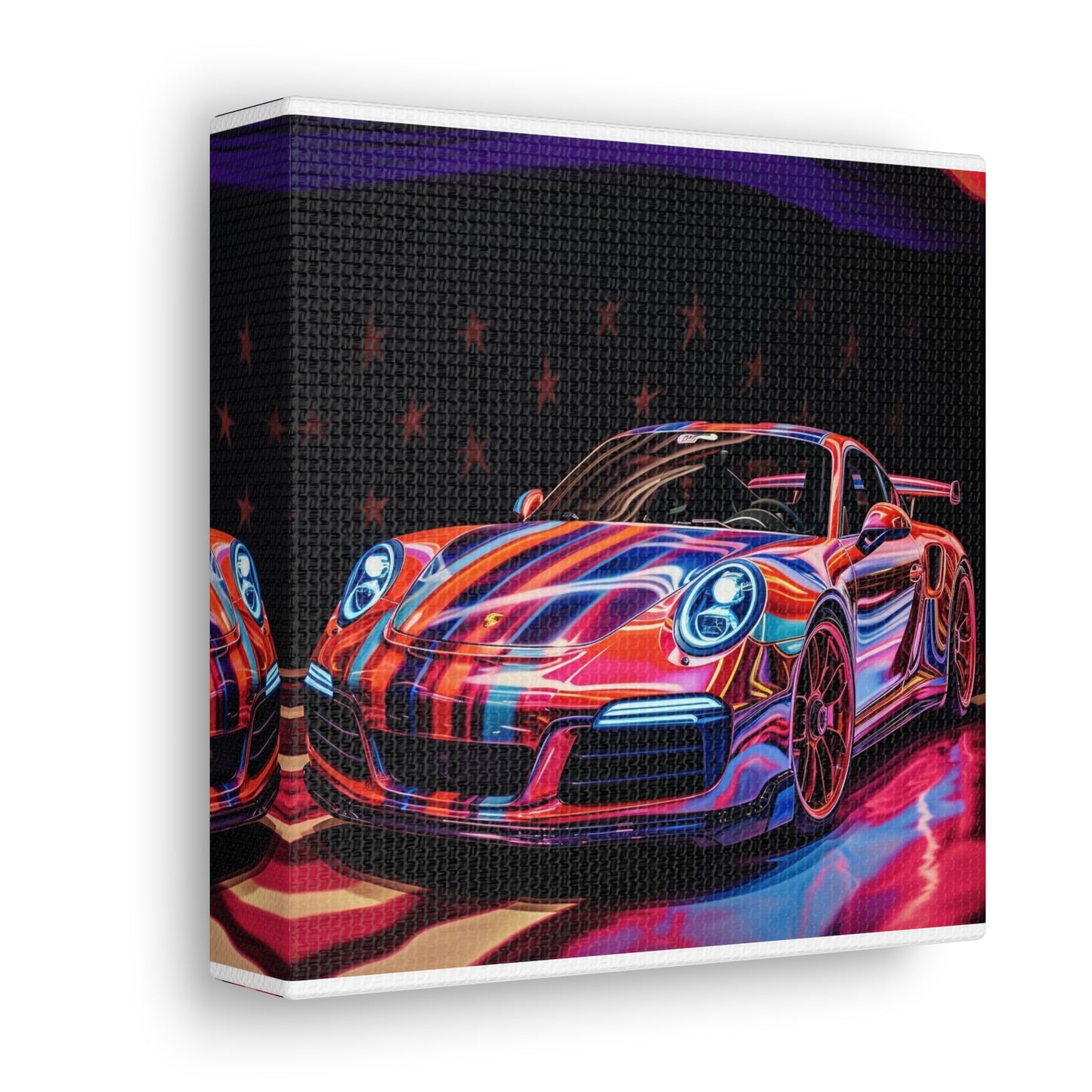 Canvas Gallery Wraps American Flag Colored Porsche 1