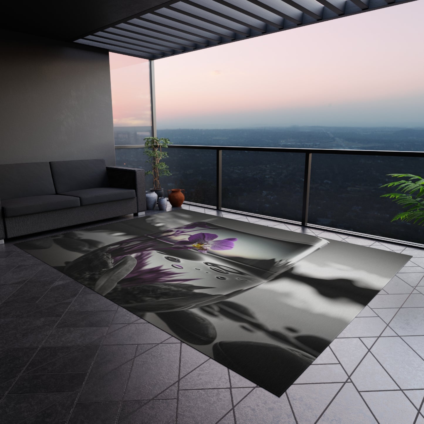 Outdoor Rug  Purple Orchid Glass vase 2