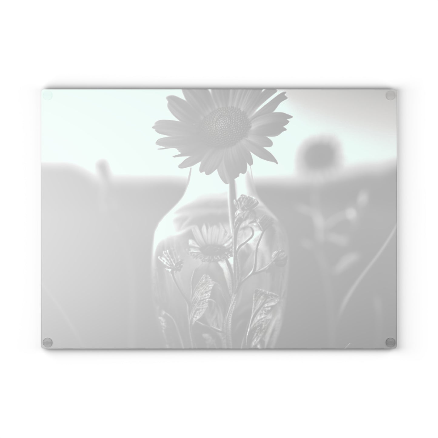 Glass Cutting Board Yellw Sunflower in a vase 2