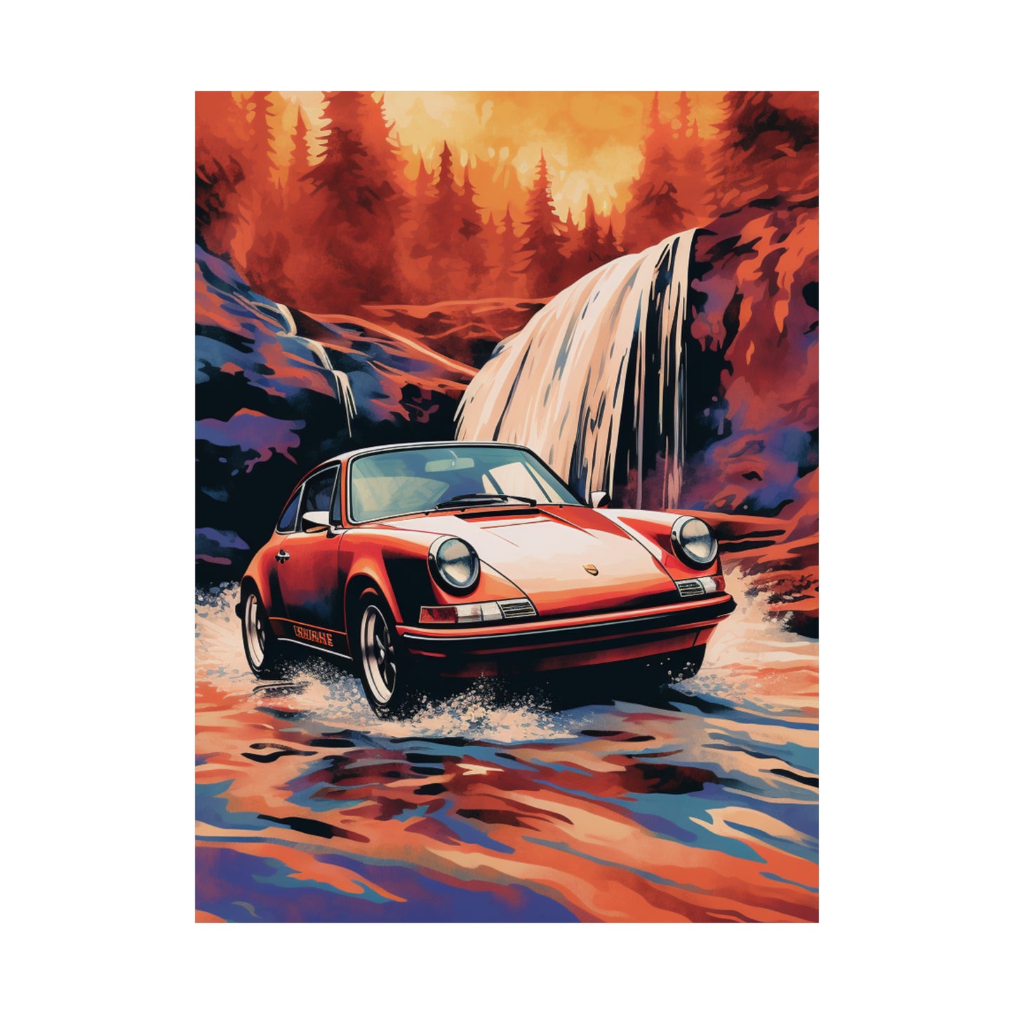 Premium Matte Vertical Posters American Flag Porsche Abstract 4