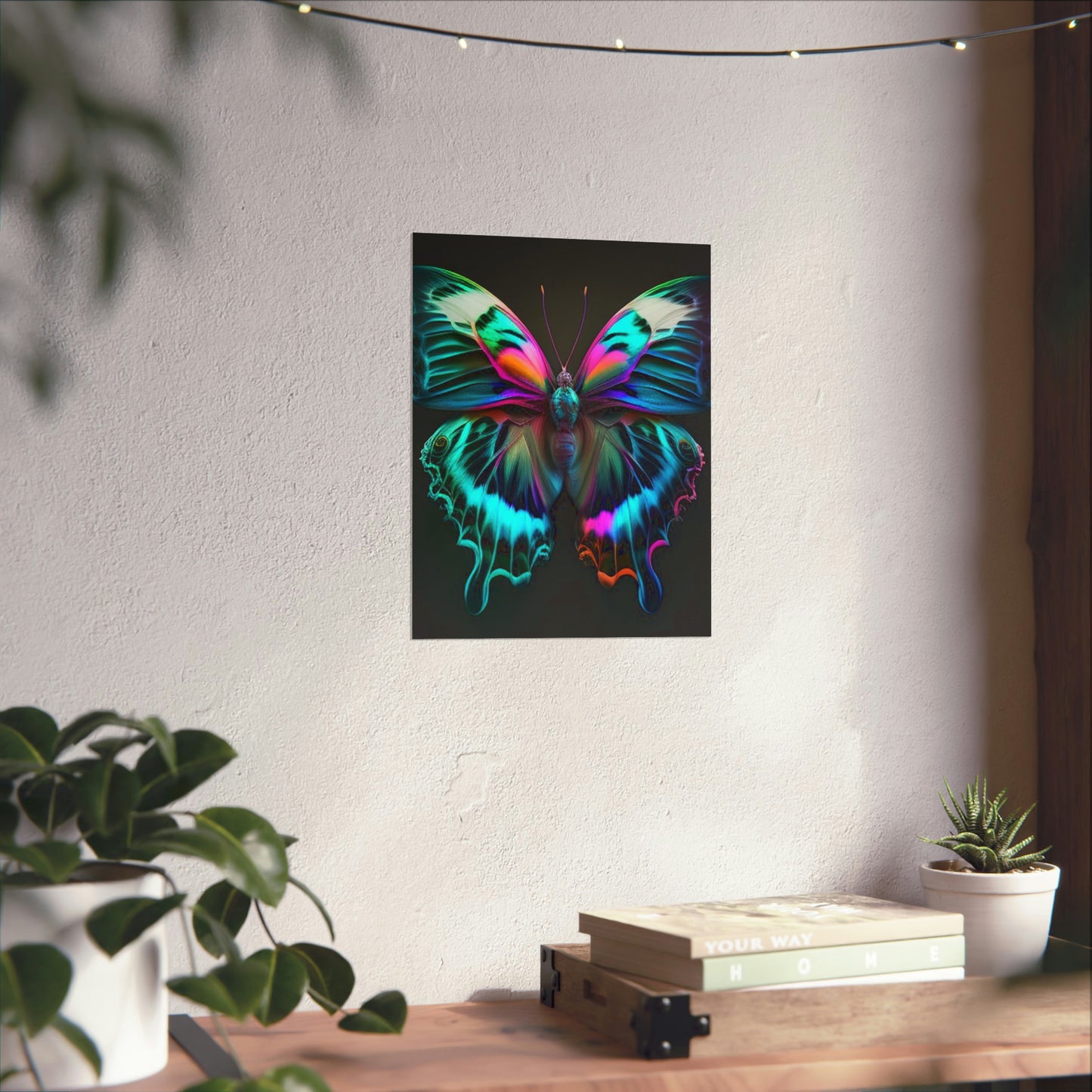 Premium Matte Vertical Posters Neon Butterfly Fusion 4