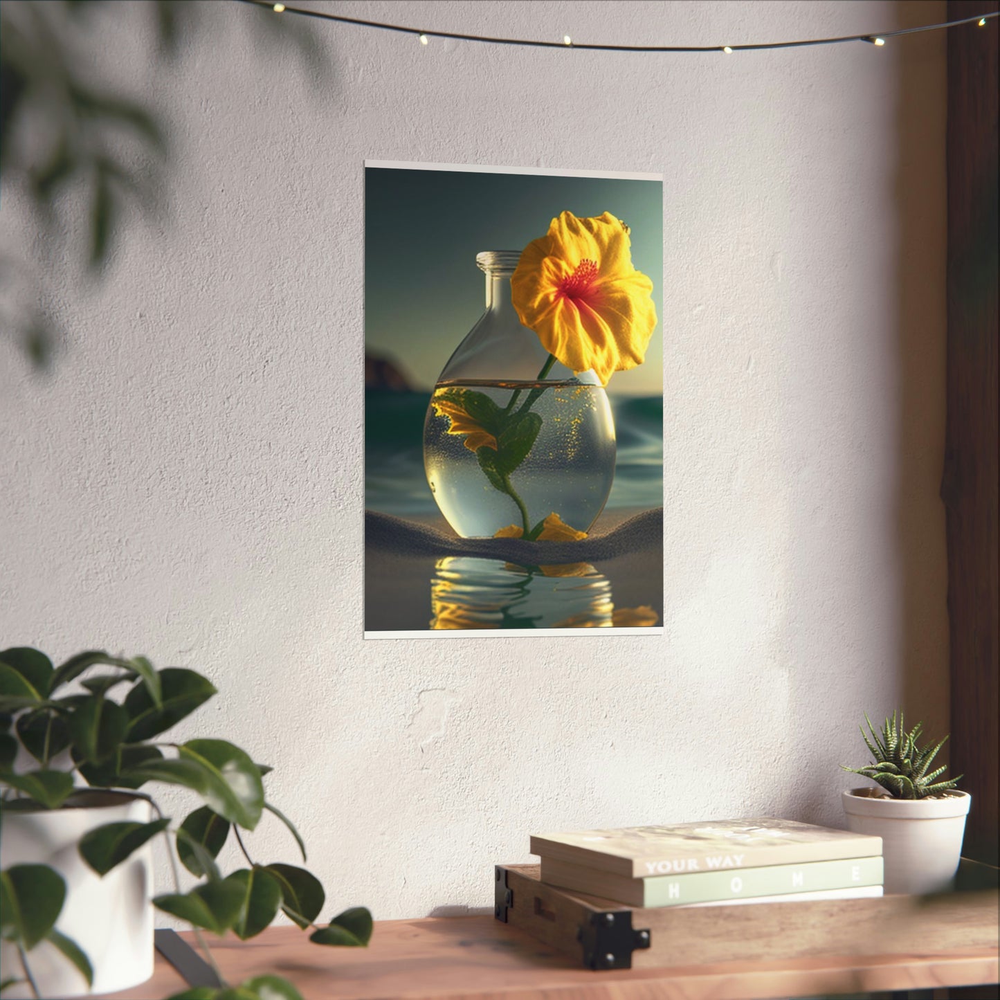 Premium Matte Vertical Posters Yellow Hibiscus glass 2