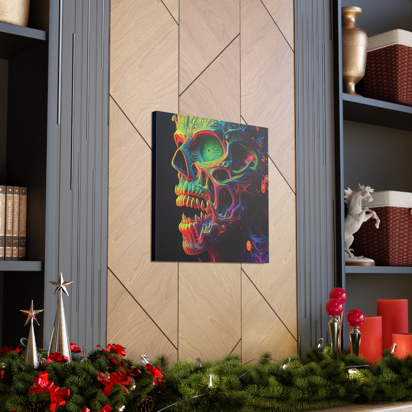 Canvas Gallery Wraps Florescent Skull Death 1