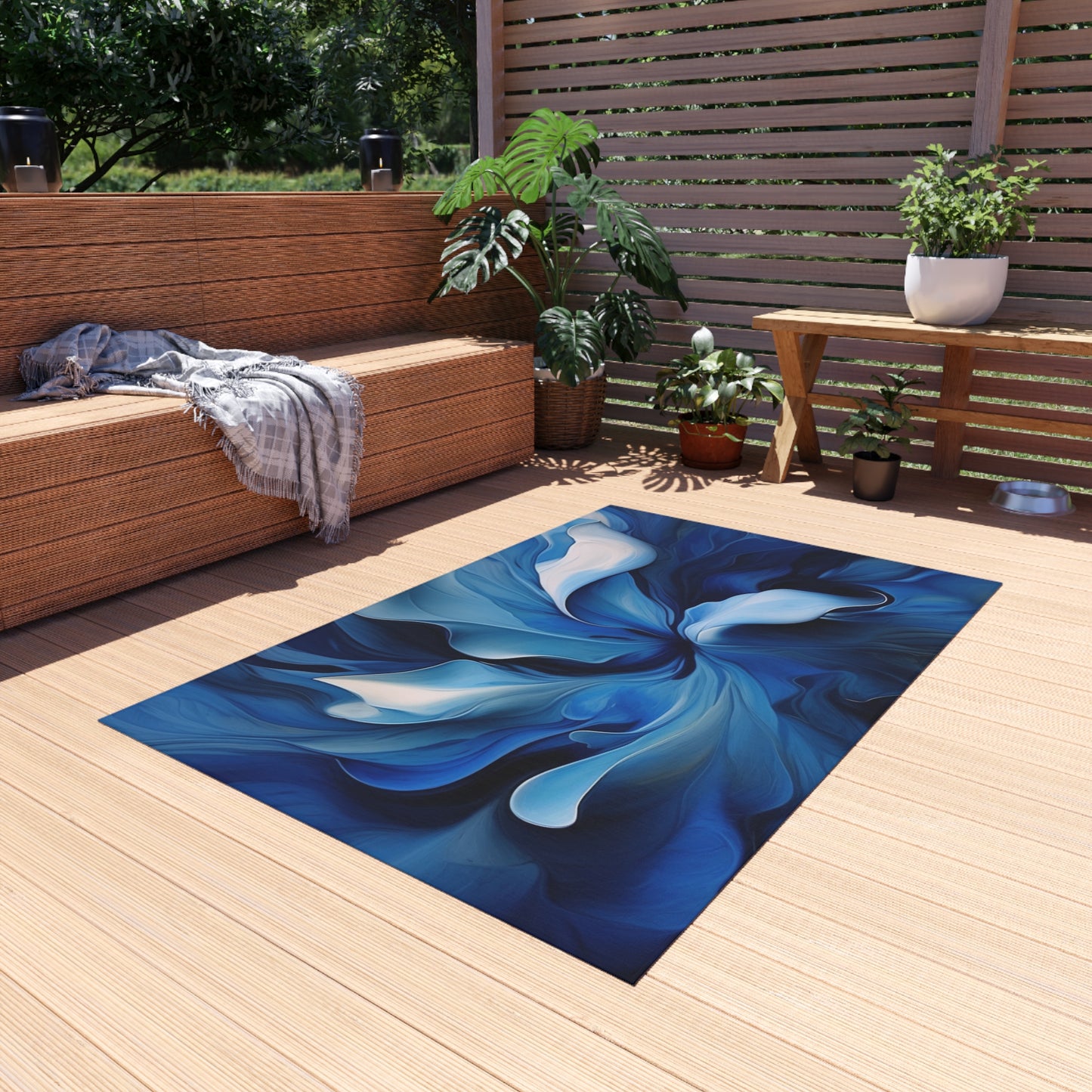 Outdoor Rug  Abstract Blue Tulip 4