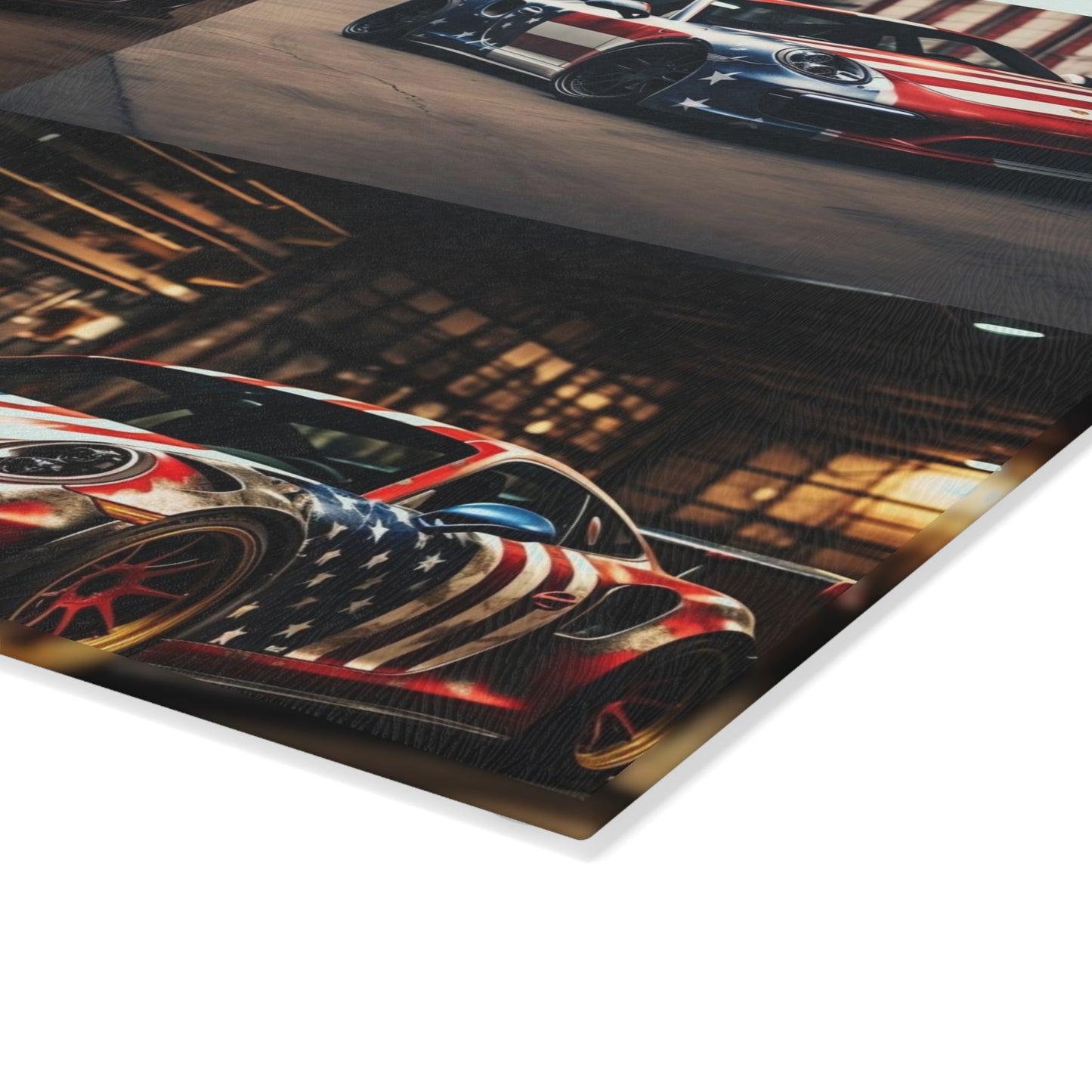 Glass Cutting Board American Flag Porsche 5