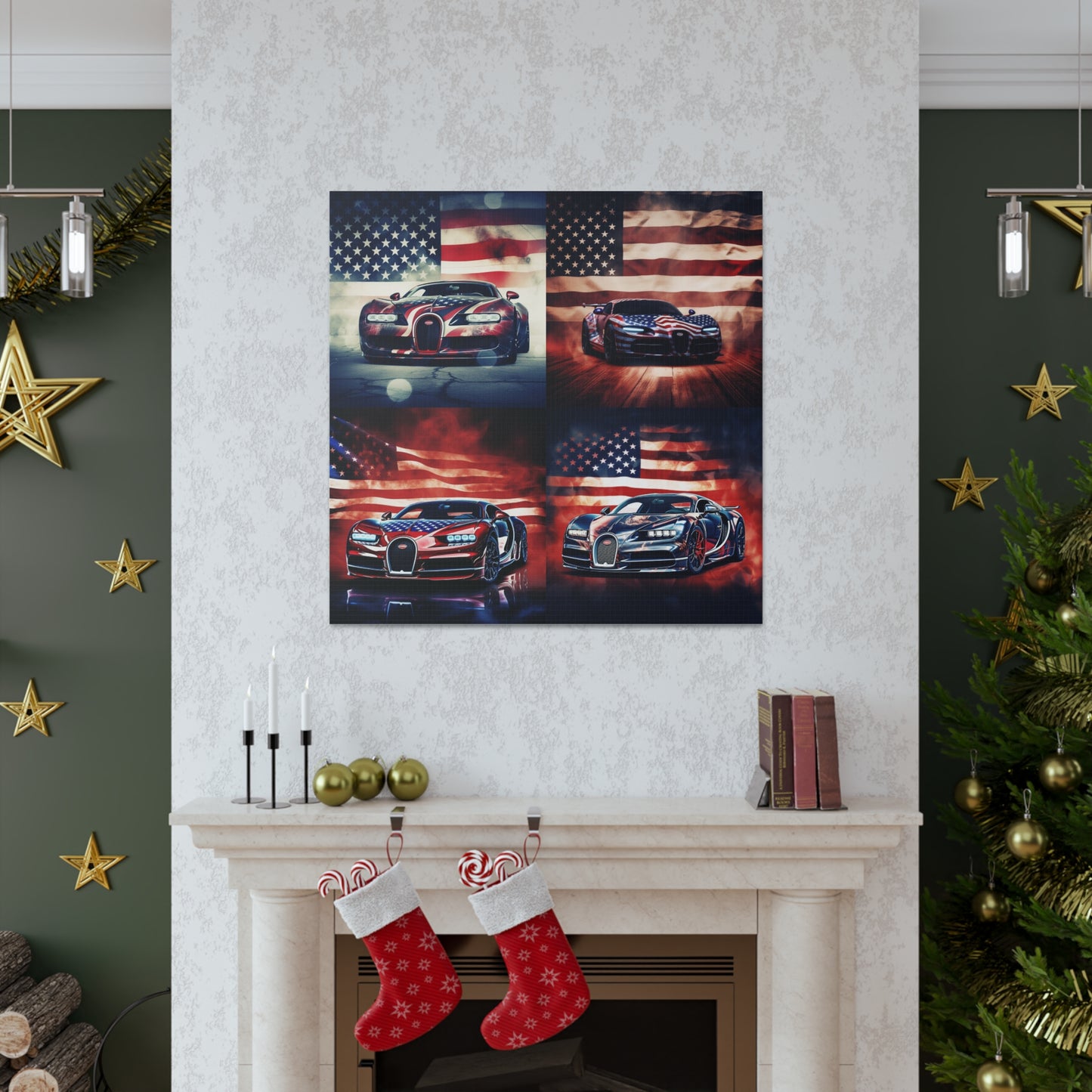 Canvas Gallery Wraps Abstract American Flag Background Bugatti 5